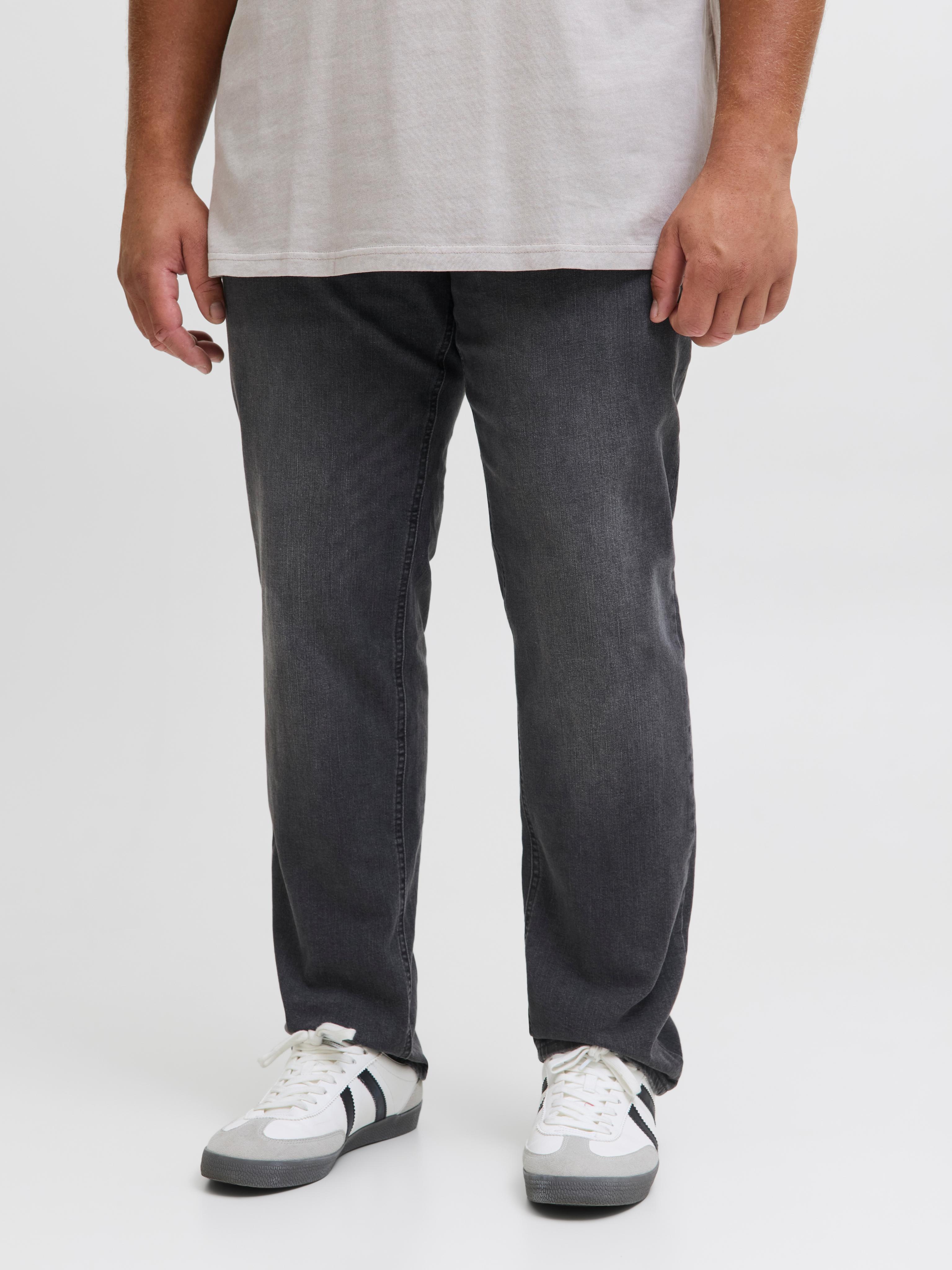 Slim-Fit-Jeans "Jjiglenn Jjoriginal Mf 071 Noos Pls", Herren, Gr. 40, LäNge 30, Blau (Schwarz Denim), Denim/Jeans, Obermaterial: 76% Baumwolle, 22% Polyester, 2% Elasthan, Jack & Jones Plussize, Abriebeffekte, Slim Fit KnöChellang, Jeans Slim-Fit-Jeans