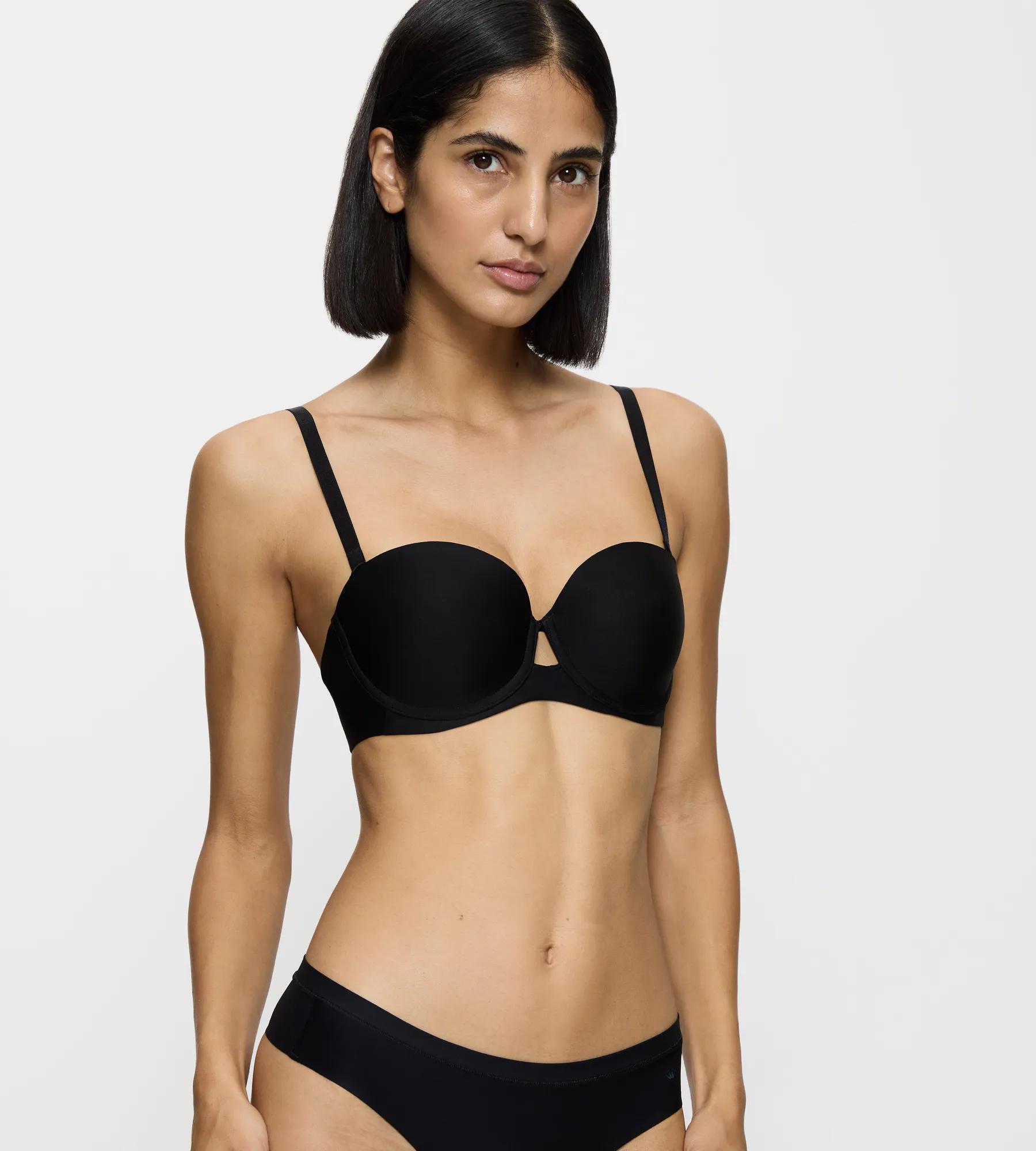 Balconette-Bh Triumph "Pure Micro", Damen, Gr. 85, Cup E, Schwarz, Single Jersey, Obermaterial: 47% Polyamid, 36% Polyester, 17% Elasthan, Clean, Unifarben, Basic, Bhs Balconette-Bh, Nahezu Unsichtbar, Abnehmbare TräGer
