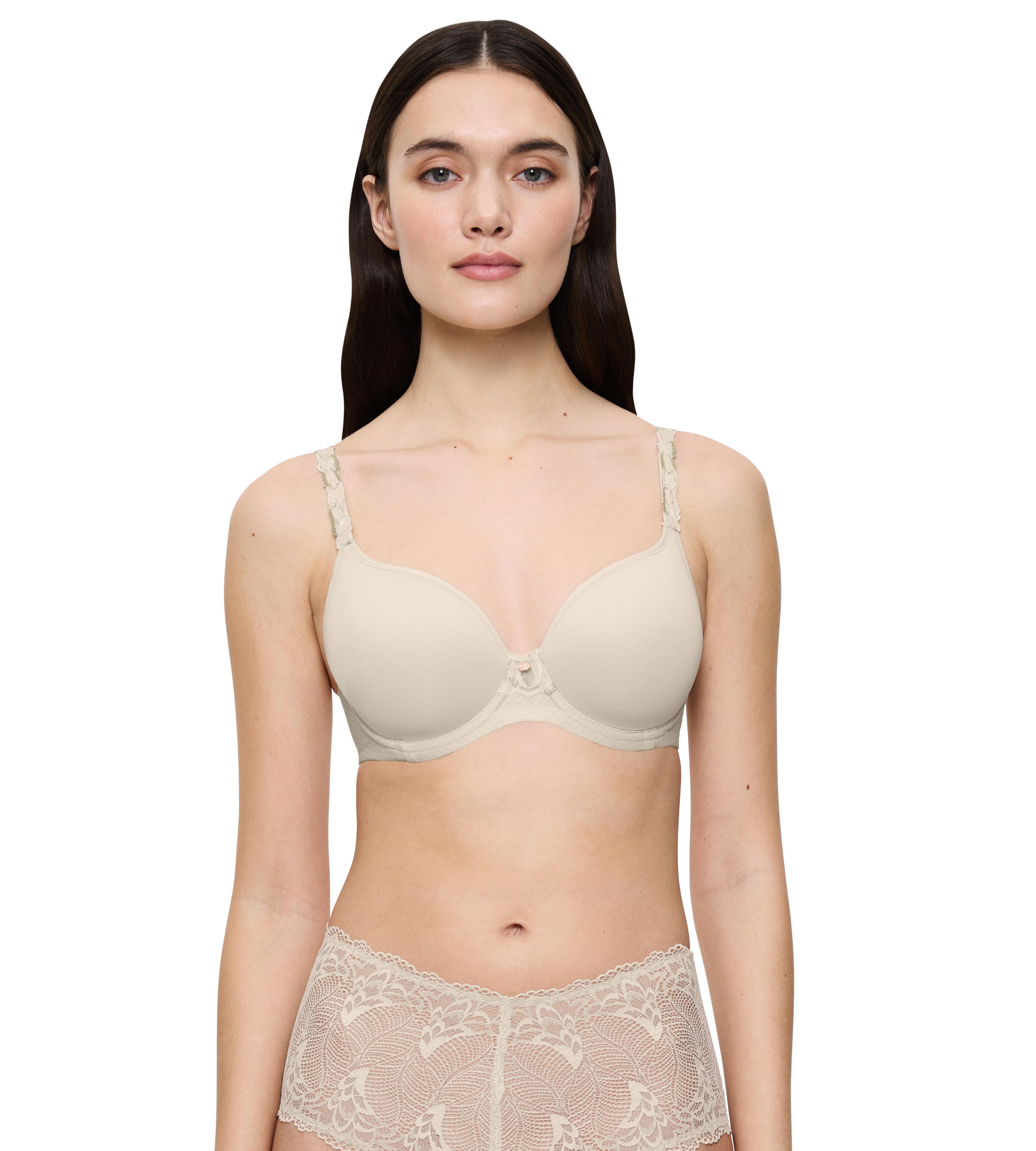 BüGel-Bh Triumph "Wild Azalea Florale Wp", Damen, Gr. 90, Cup D, Naturel (076), Microtouch, Obermaterial: 56% Polyester, 28% Polyamid, 16% Elasthan, Bhs BüGel-Bh, Mit Stickerei
