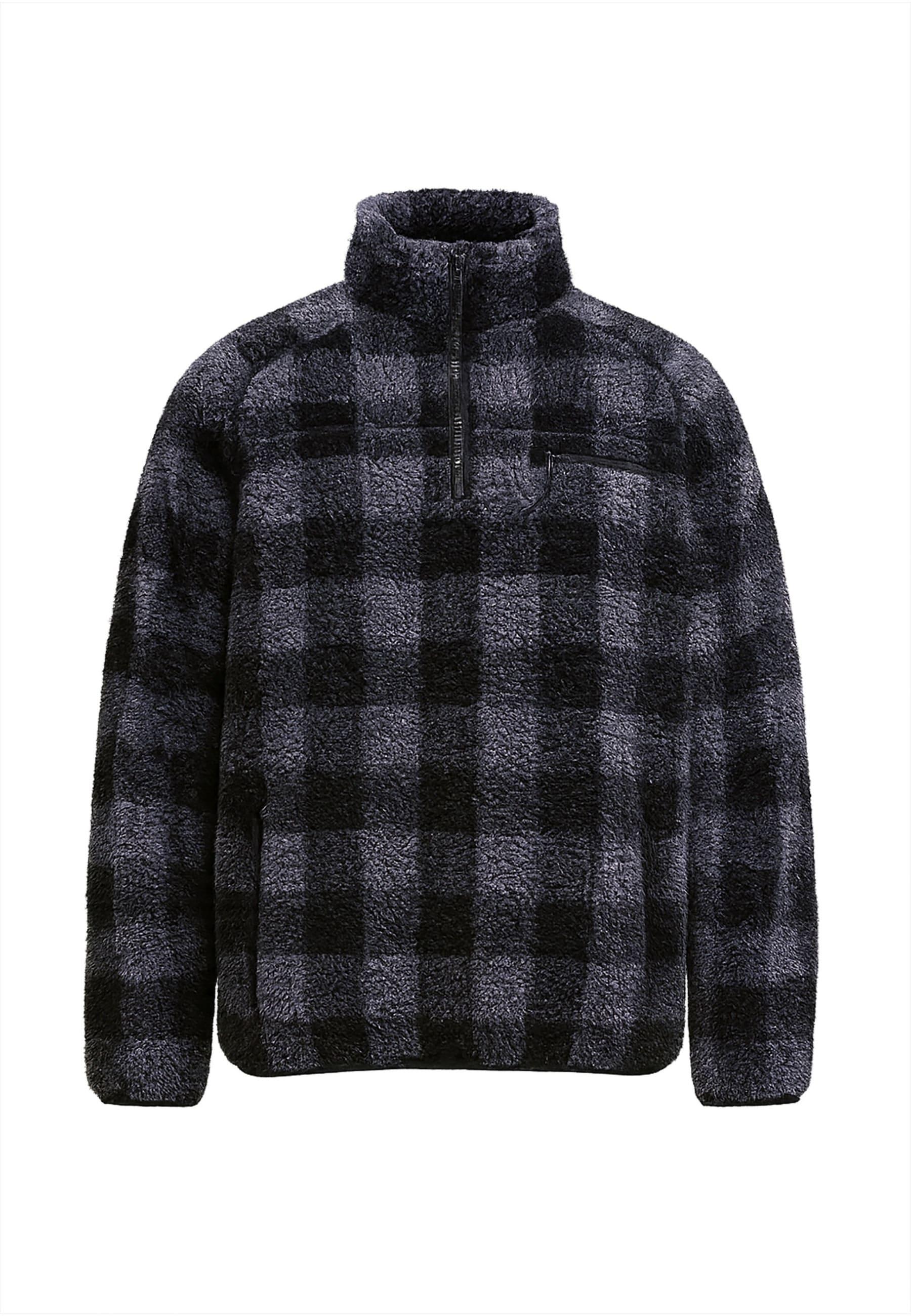 Sweatjacke Brandit "Brandit Herren Teddyfleece Troyer", Damen, Gr. M, Schwarz, Grau, 100% Polyester, Unifarben, Sweatjacken Sweatjacke