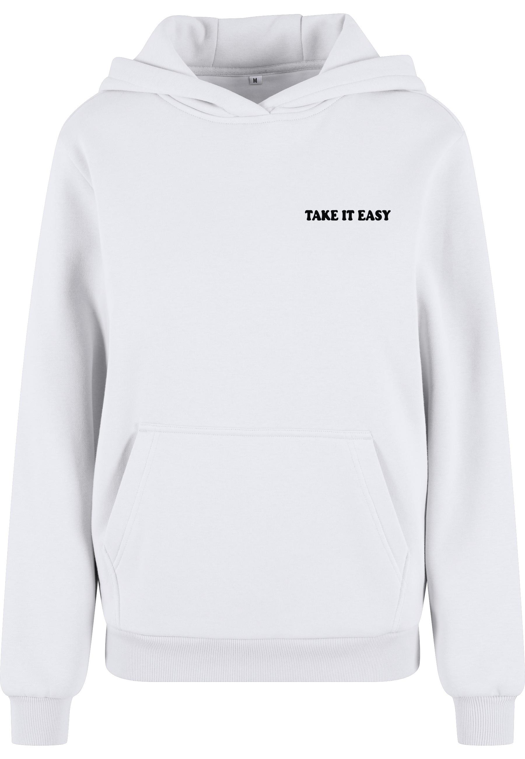 Kapuzenpullover Miss Tee "Miss Tee Take It Easy Flowers Ladies Fluffy Hoody", Damen, Gr. M, Weiß, 70% Baumwolle, 30% Polyester, Mehrfarbig, Loose Fit, Ohne Ausschnitt, Pullover Kapuzenpullover