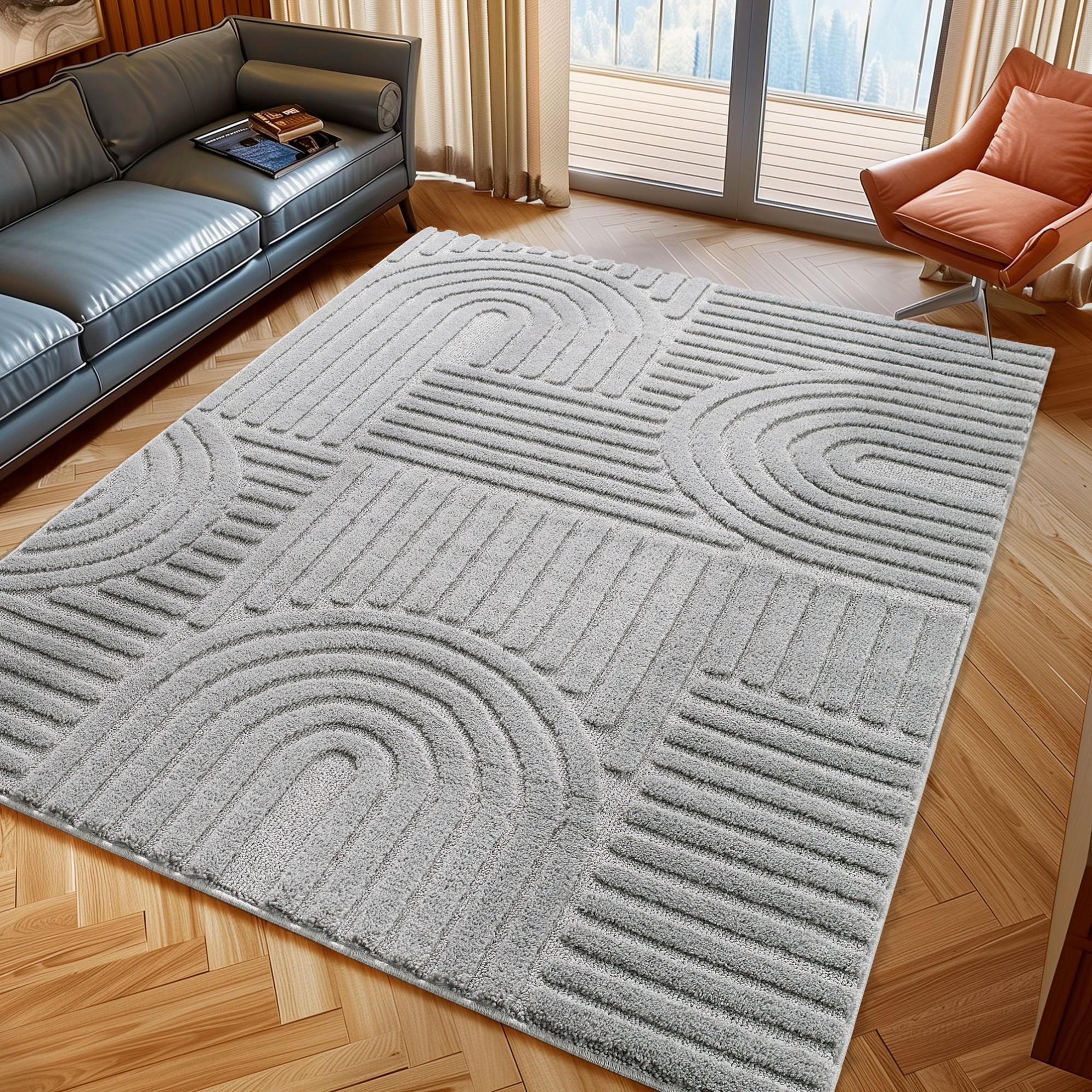 Designteppich Ayyildiz Teppiche "Art 1121 Boho Design", Silber, B:240Cm H:20Mm L:340Cm, Polypropylen, Teppiche, Auch Als LäUfer Und In Rund, 3D Optik, Boho, Skandinavisch, Wohnzimmer