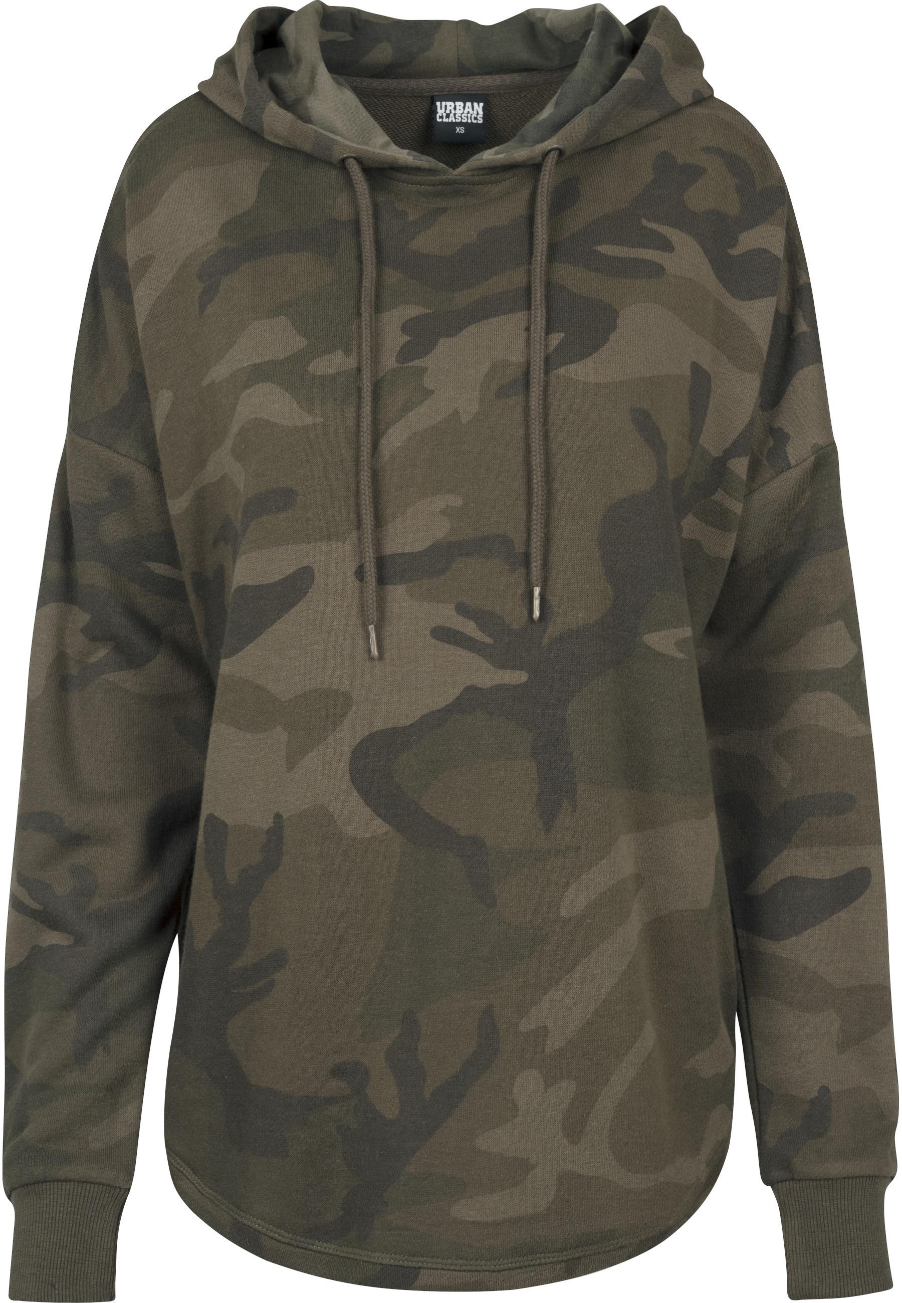 Rundhalspullover Urban Classics "Urban Classics Damen Ladies Oversized Camo Hoody", Damen, Gr. Xs, GrüN (Olivecamouflage), 60% Baumwolle, 40% Polyester, Oversize, Ohne Ausschnitt, Pullover Rundhalspullover