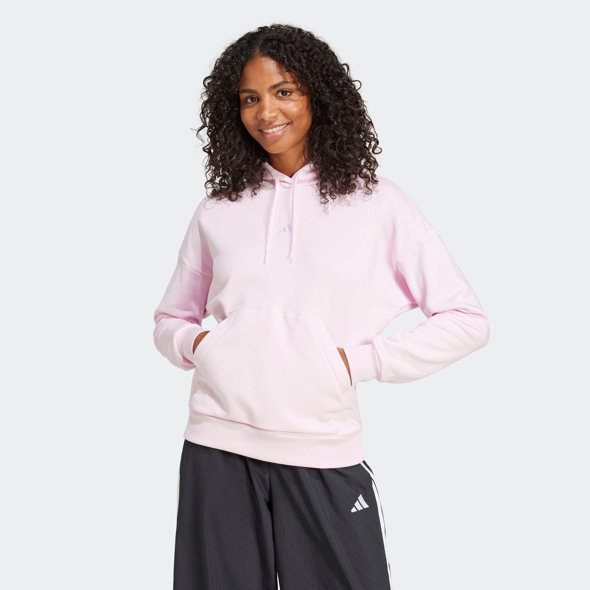 Kapuzensweatshirt Adidas Sportswear "Essentials Small Logo Feel Cozy Hoodie", Damen, Gr. Xxl, Pink (Clear Pink, Weiß), Obermaterial: 70% Baumwolle, 30% Polyester, Normal, Rundhals, Angesetztes BüNdchen, Sweatshirts