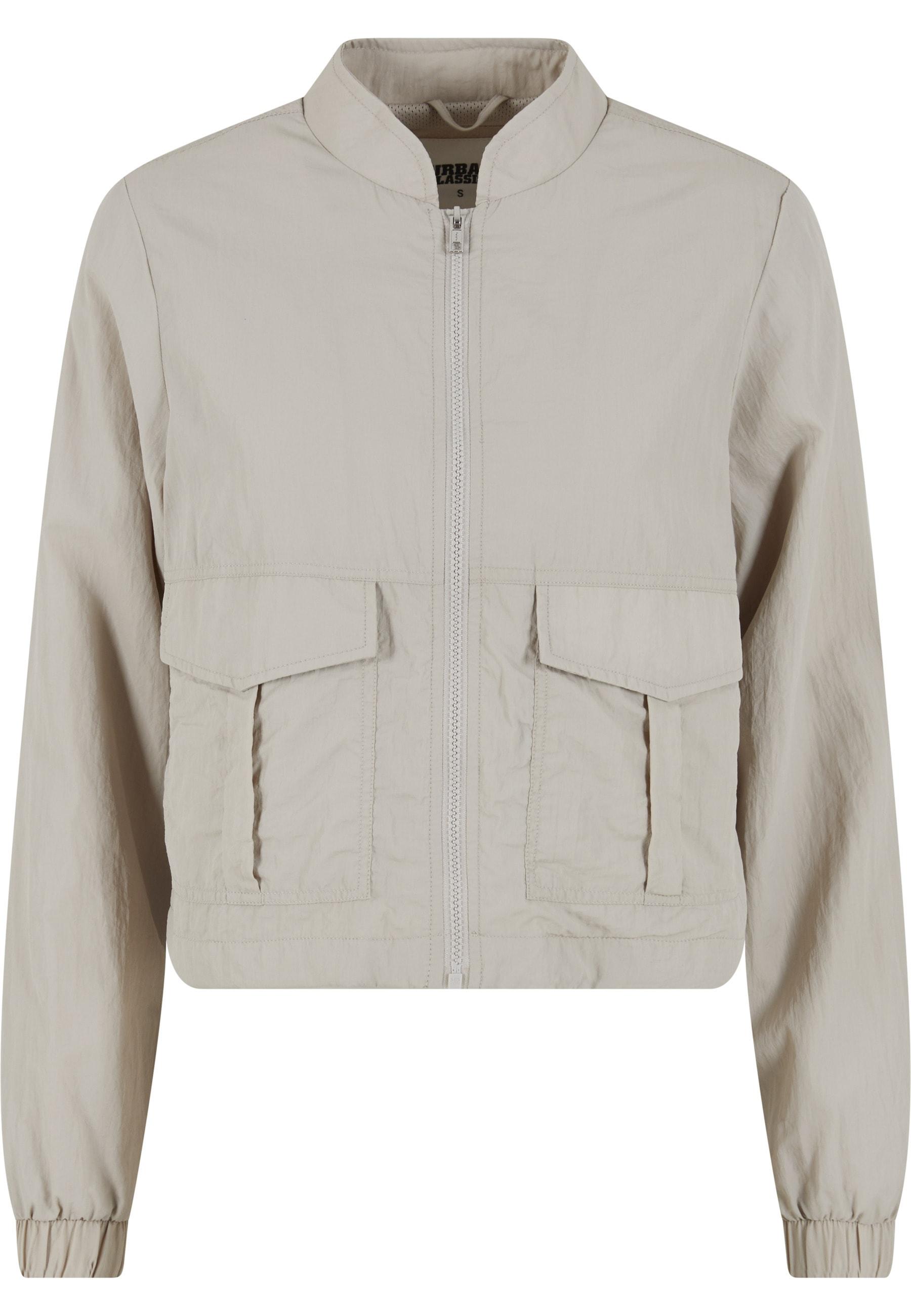 Windbreaker Urban Classics "Urban Classics Ladies Short Crinkle Jacket", Damen, Gr. Xl, Stonegrau, 100% Polyamid, Mehrfarbig, Normal, Ohne Ausschnitt, Jacken Windbreaker
