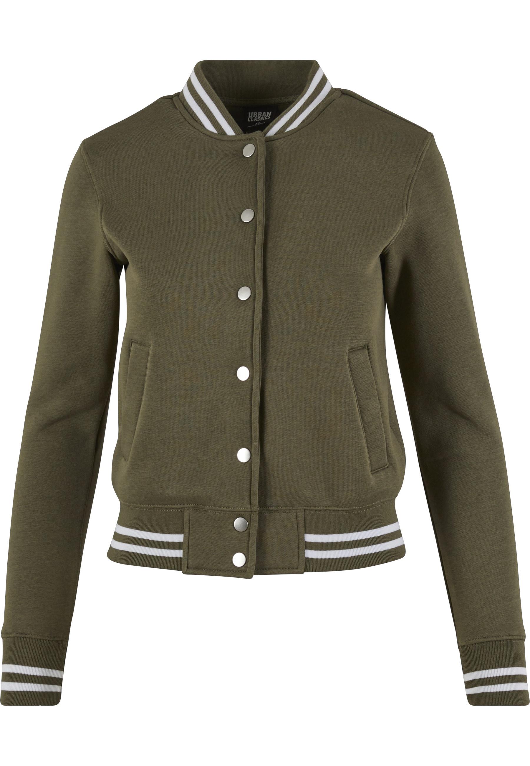 Funktionsmantel Urban Classics "Urban Classics Damen Ladies College Sweat Jacket", MäDchen, Gr. S, GrüN (Olive, Olive), 65% Baumwolle, 35% Polyester, MäNtel