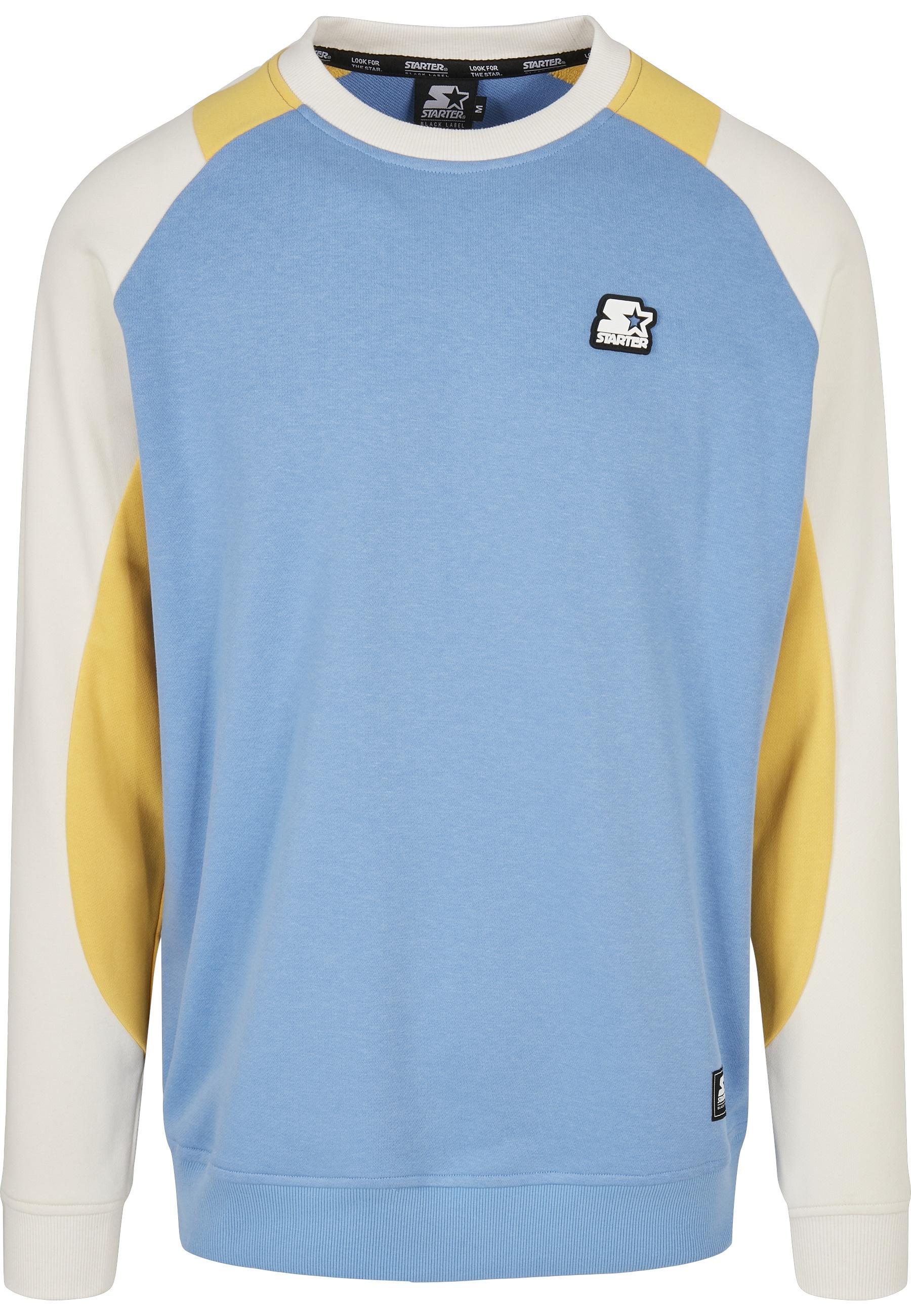 Rundhalspullover Starter Black Label "Starter Black Label Herren Starter Laser Crew", Herren, Gr. S, Hrznblu, Clfrnyllw, Plwht, 65% Baumwolle, 35% Polyester, Mehrfarbig, Normal, Rundhals, Pullover Rundhalspullover