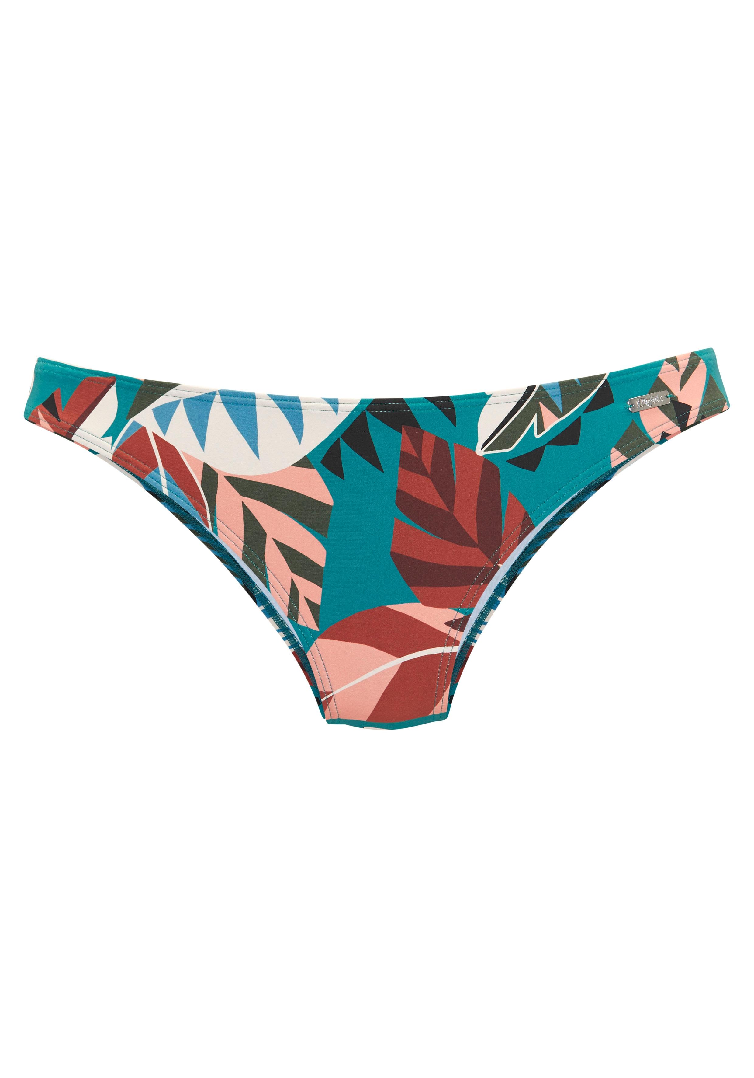 Bikini-Hose Buffalo "Moana", Damen, Gr. 40, N-Gr, Aqua Bedruckt, Recycling-Polyamid, Bedruckt, Badehosen Bikini-Hose, Mit Modernem Allover-Print