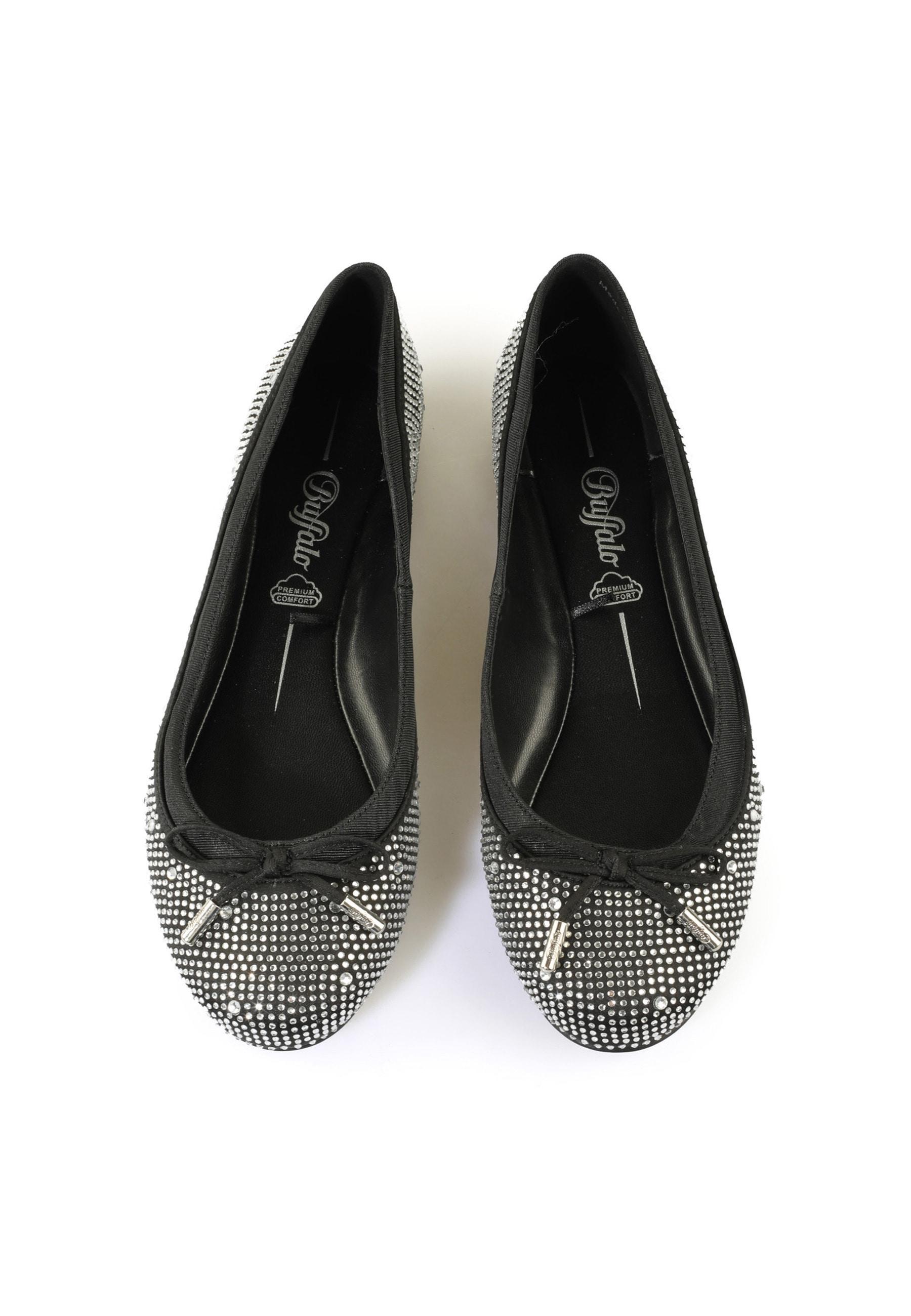 Trainingsschuh Buffalo "Buffalo Glam -Vegan Satin", Damen, Gr. 38, Schwarz, Silber, Kunstfaser, Unifarben, Schuhe