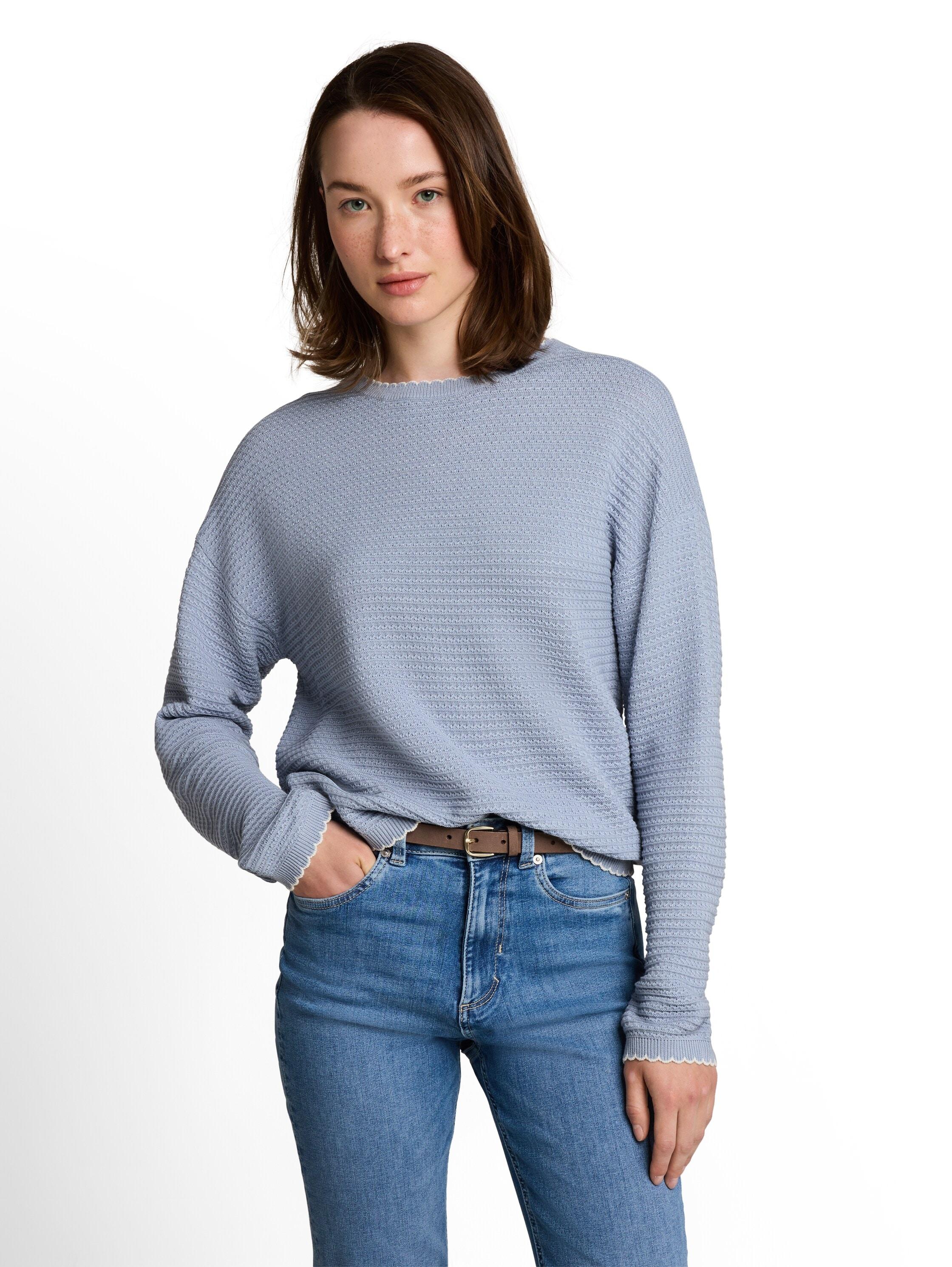 V-Ausschnitt-Pullover Tom Tailor Denim, Damen, Gr. M, Foggy Sky Blau, Strick, Obermaterial: 50% Baumwolle, 50% Polyacryl, Unifarben, Relaxed Fit, Rundhals, Pullover