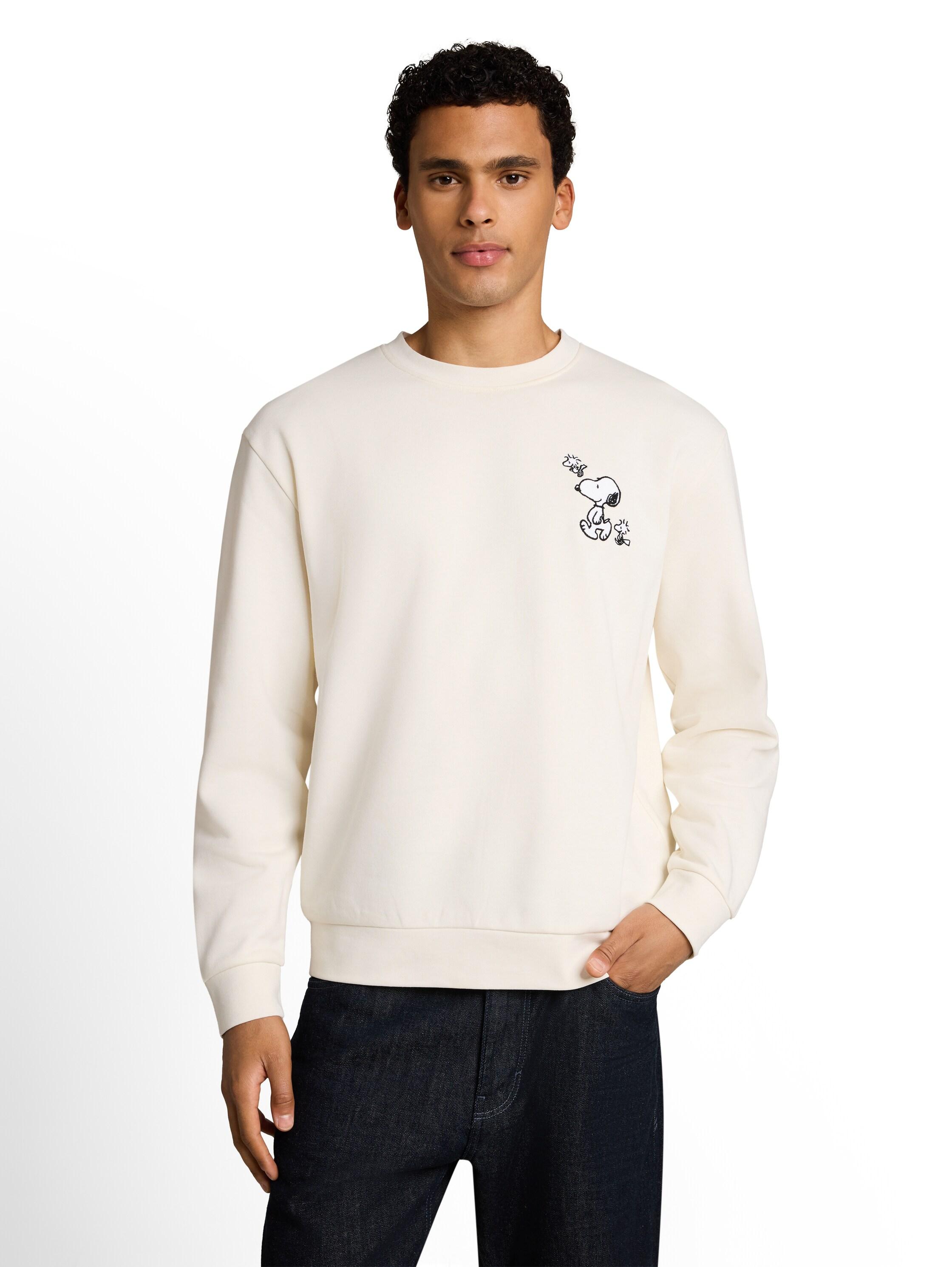 Sweatshirt Tom Tailor Denim, Herren, Gr. Xl, Beige (Gardenia Weiß), Sweatware, Obermaterial: 70% Baumwolle, 30% Polyester, Rundhals, Sweatshirts Sweatshirt