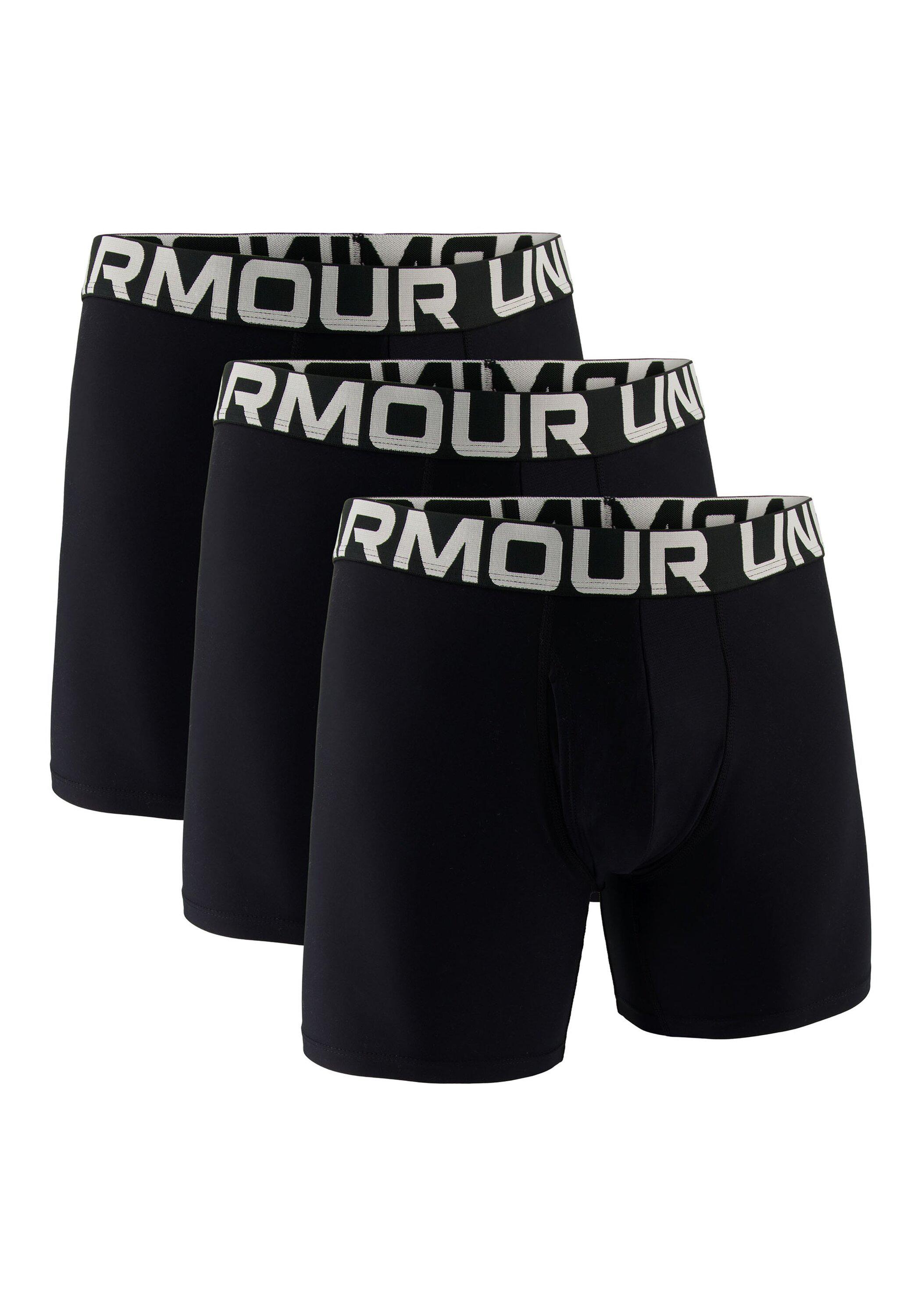 Boxershorts Under Armour "Boxershort UA Performance Tech - Solid 6 IN 3PK 3Er Pack", Herren, Gr. L, Schwarz (Schwarz, Halo Grau), Obermaterial: 90% Polyester Pes. 10% Elasthan El., Unterhosen