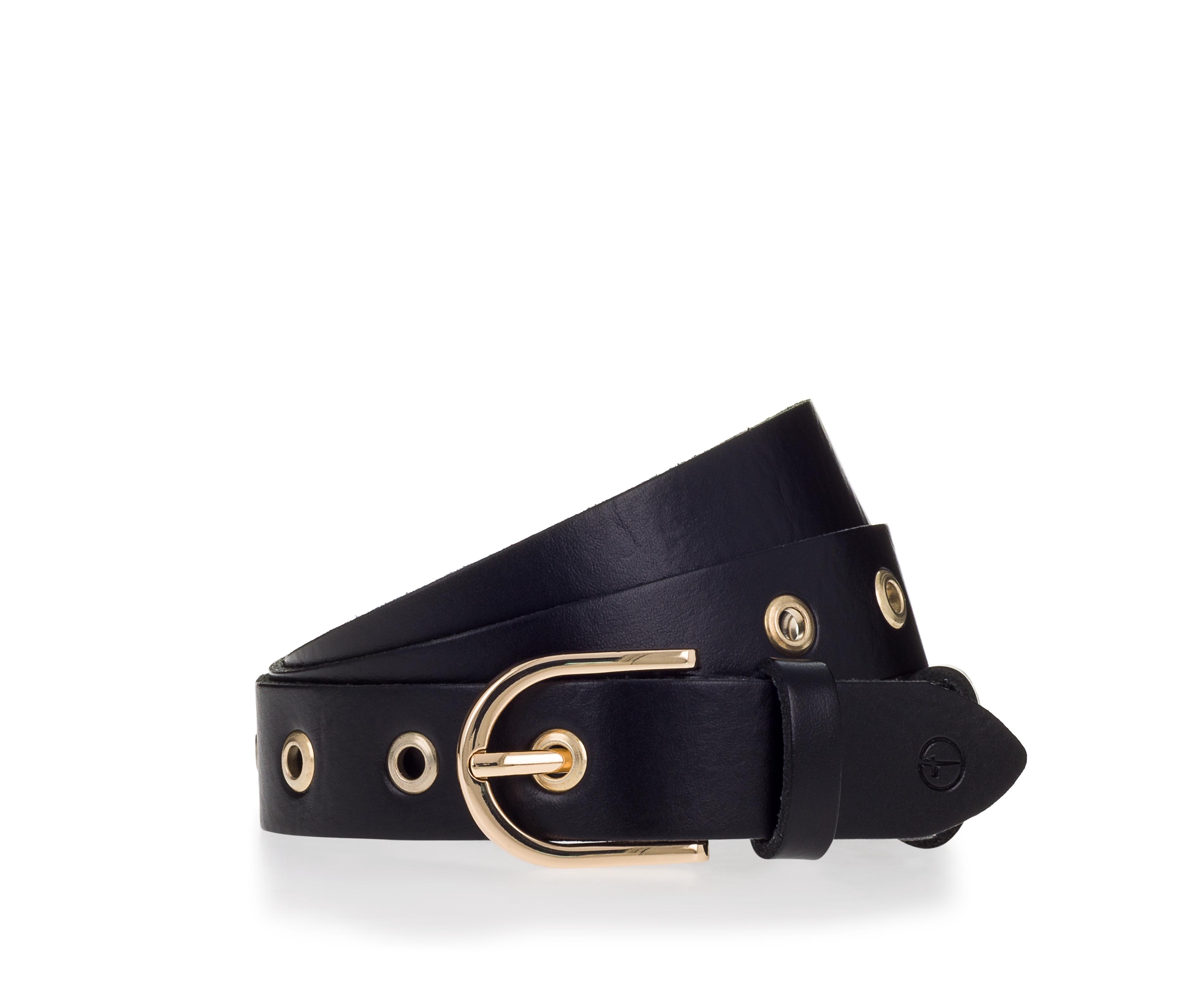 LedergüRtel Tamaris "Elly Gold", Damen, Gr. 95, Schwarz, Rindsleder, GüRtel LedergüRtel, Goldene ÖSen