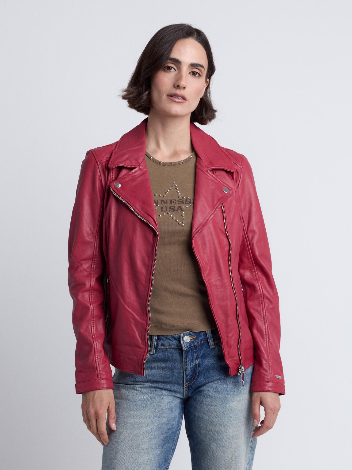 Lederjacke Maze "173Indiana", Damen, Gr. L, Rot, Obermaterial: 100% Lammleder. Futter: 100% Polyester, Jacken
