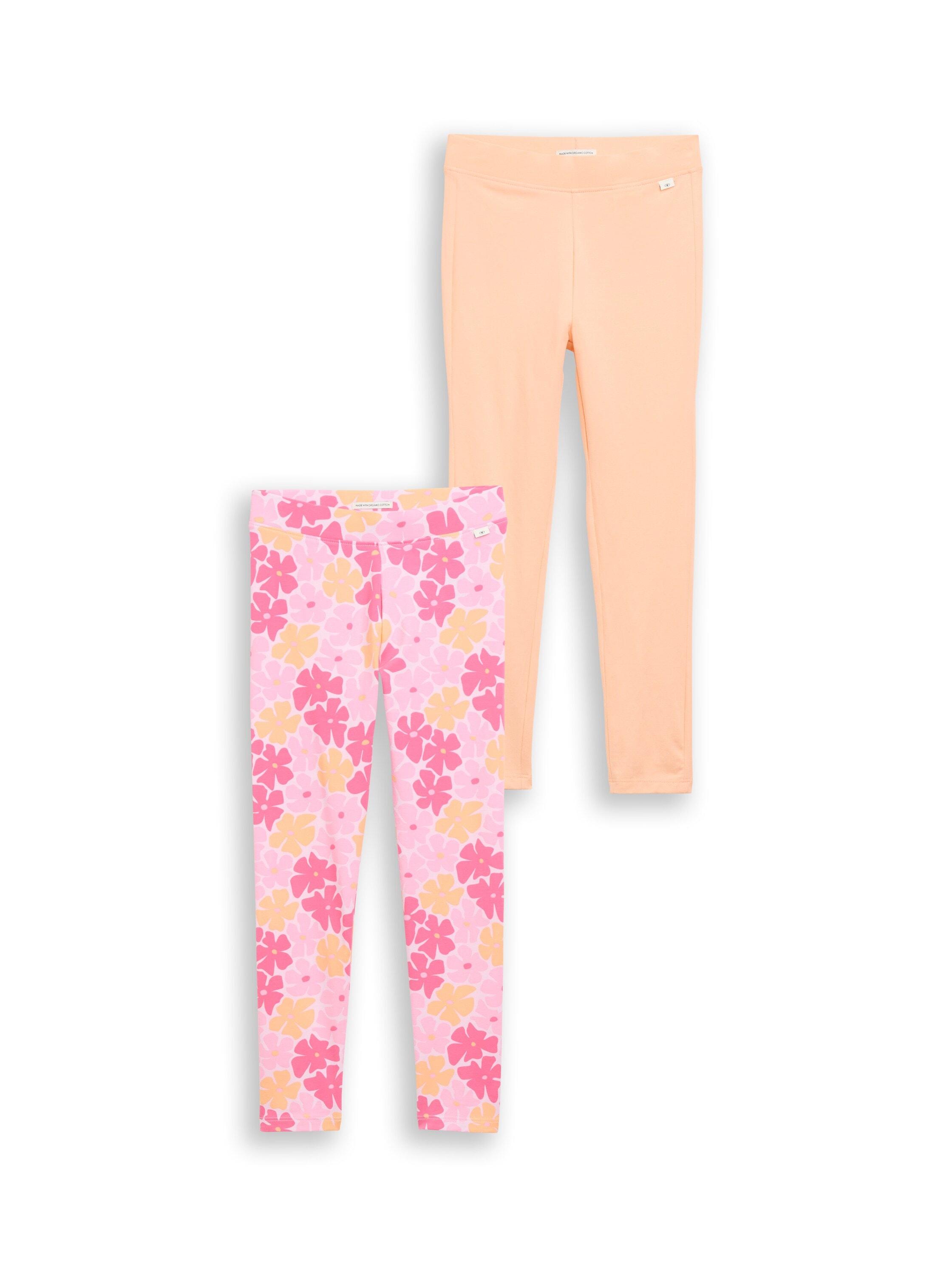 Leggings Tom Tailor, MäDchen, Gr. 122, N-Gr, Peach Bloom, Web, Obermaterial: 95% Baumwolle, 5% Elasthan, Bedruckt, Regular Fit Normal, Hosen Leggings, Im 2Er Pack
