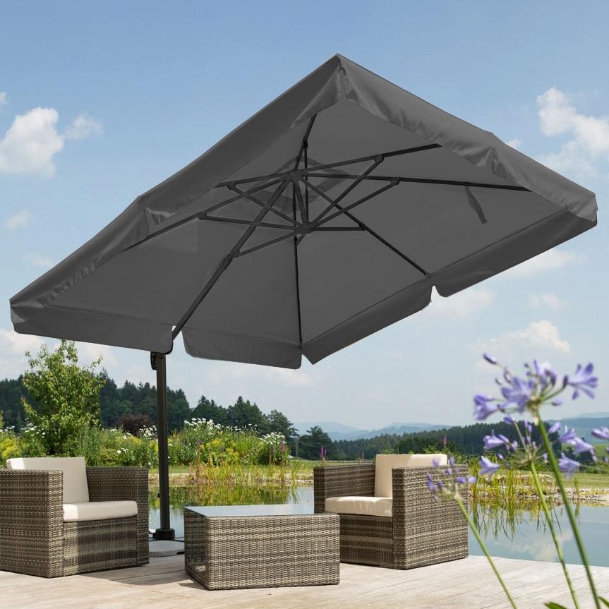 Ampelschirm Schneider Schirme "Rhodos", Grau (Anthrazit), Obermaterial: 100% Polyester, Standschirme, Mit SchutzhüLle Und SchirmstäNder, Ohne Wegeplatten
