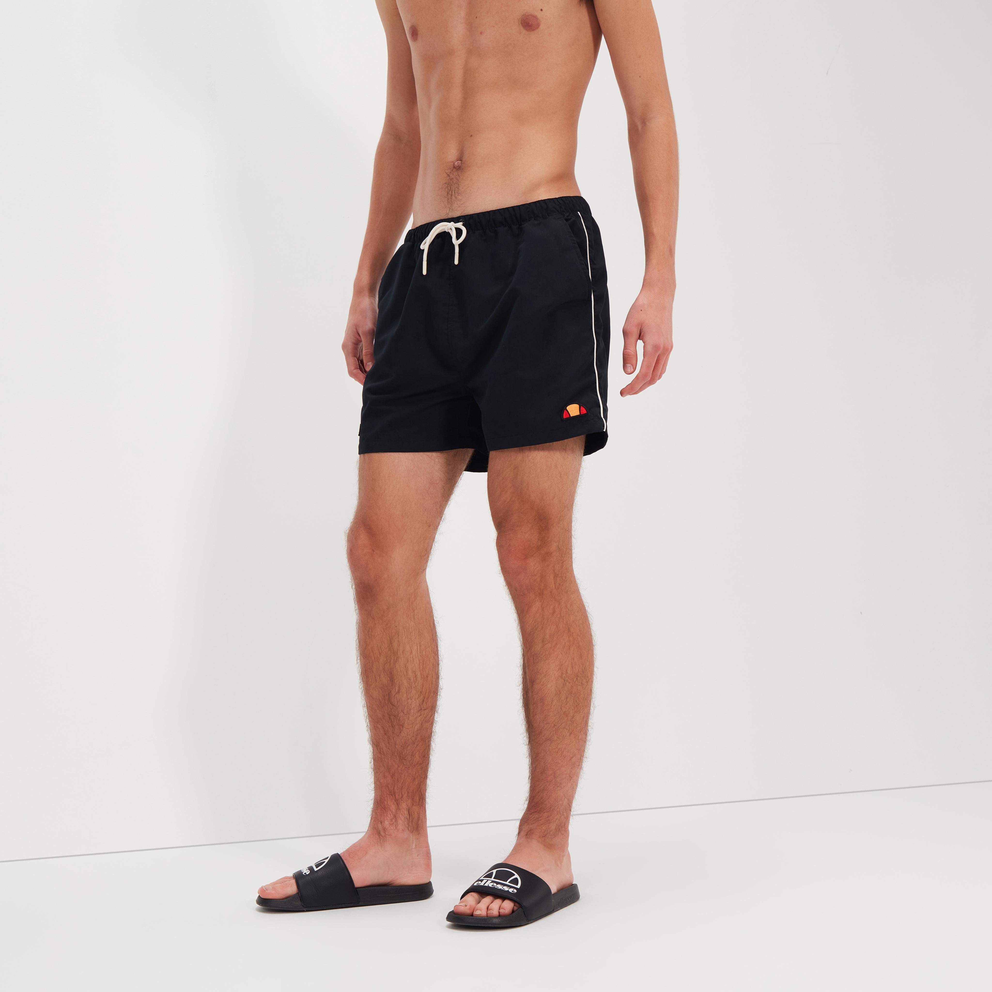 Badehose Ellesse "Dem Slackers Swim Short", Herren, Gr. L, N-Gr, Schwarz-Weiß (Schwarz, Off Wh), Microfaser, Polyester, Unifarben Mit Farbeinsatz, Badehosen Badehose, Mit Logostickerei, Aus Polyester In Microfaser-QualitäT