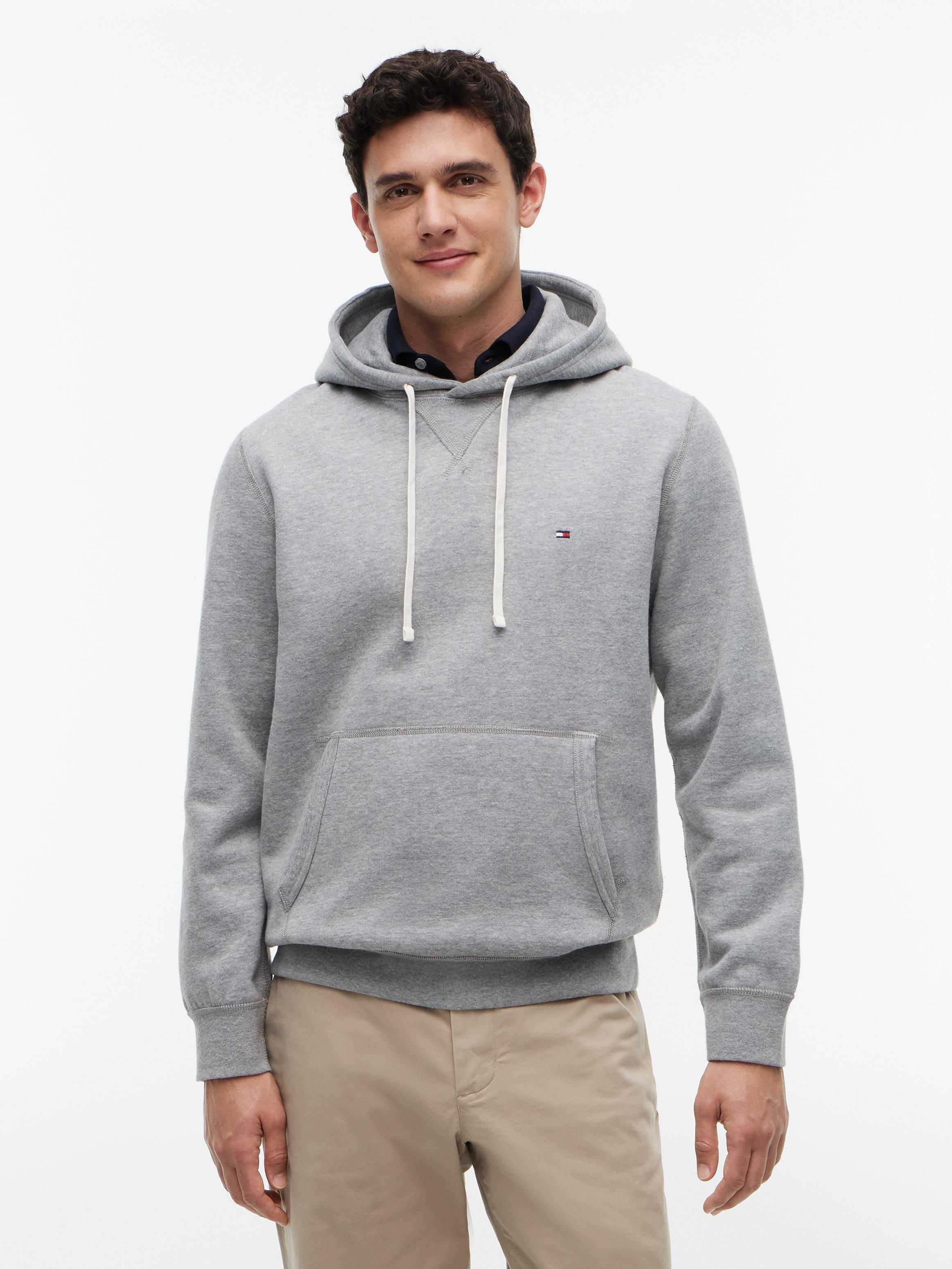 Hoodie Tommy Hilfiger "Essential Fleece", Herren, Gr. L, Grau (Medium Grau Heather), Sweatware, Obermaterial: 60% Baumwolle, 40% Polyester, Sweatshirts Hoodie