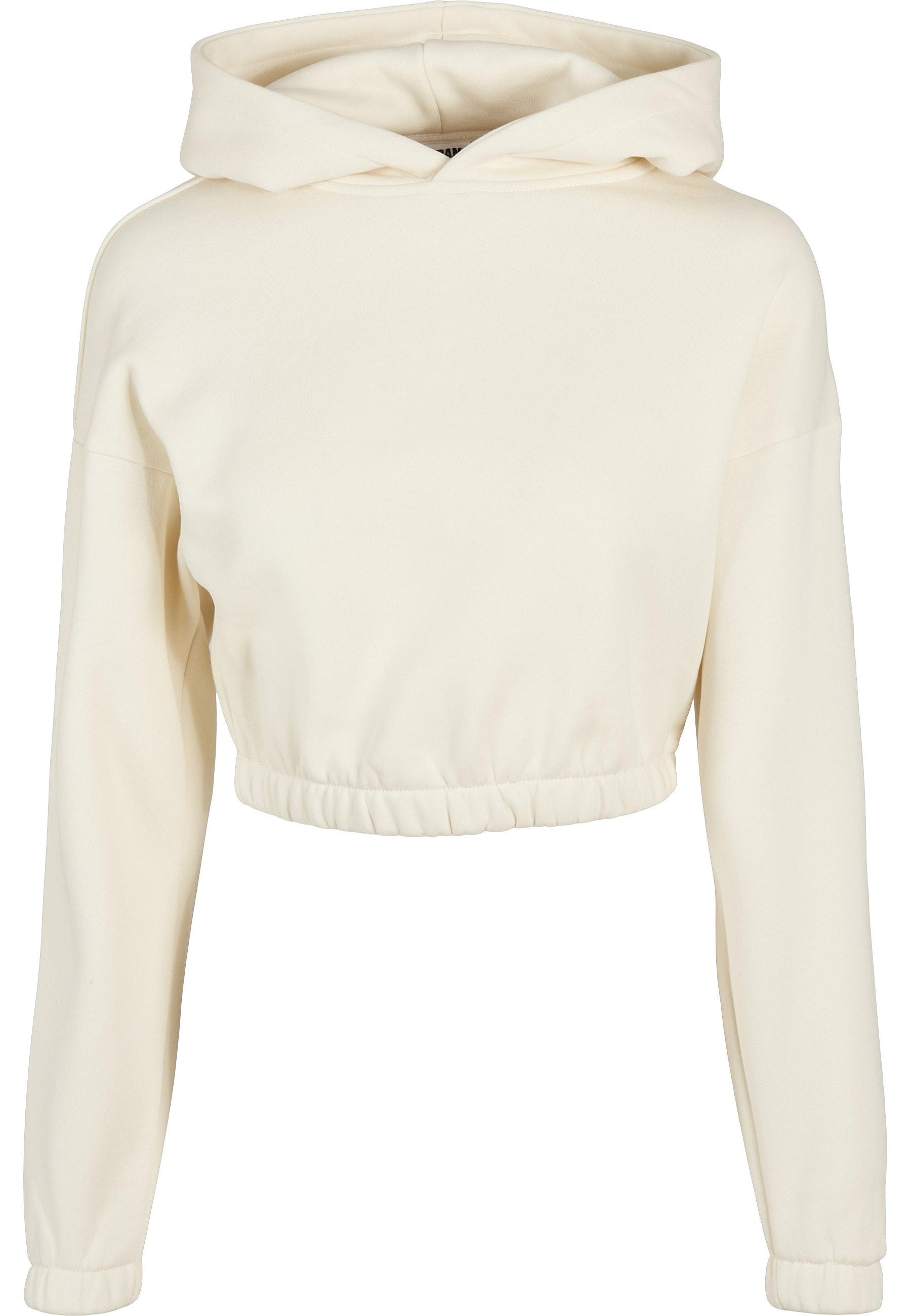 Kapuzensweatshirt Urban Classics "Urban Classics Damen Ladies Short Oversized Sweat Hoody", Damen, Gr. L, Beige (Sandweiß), 65% Baumwolle, 35% Polyester, Unifarben, Sweatshirts