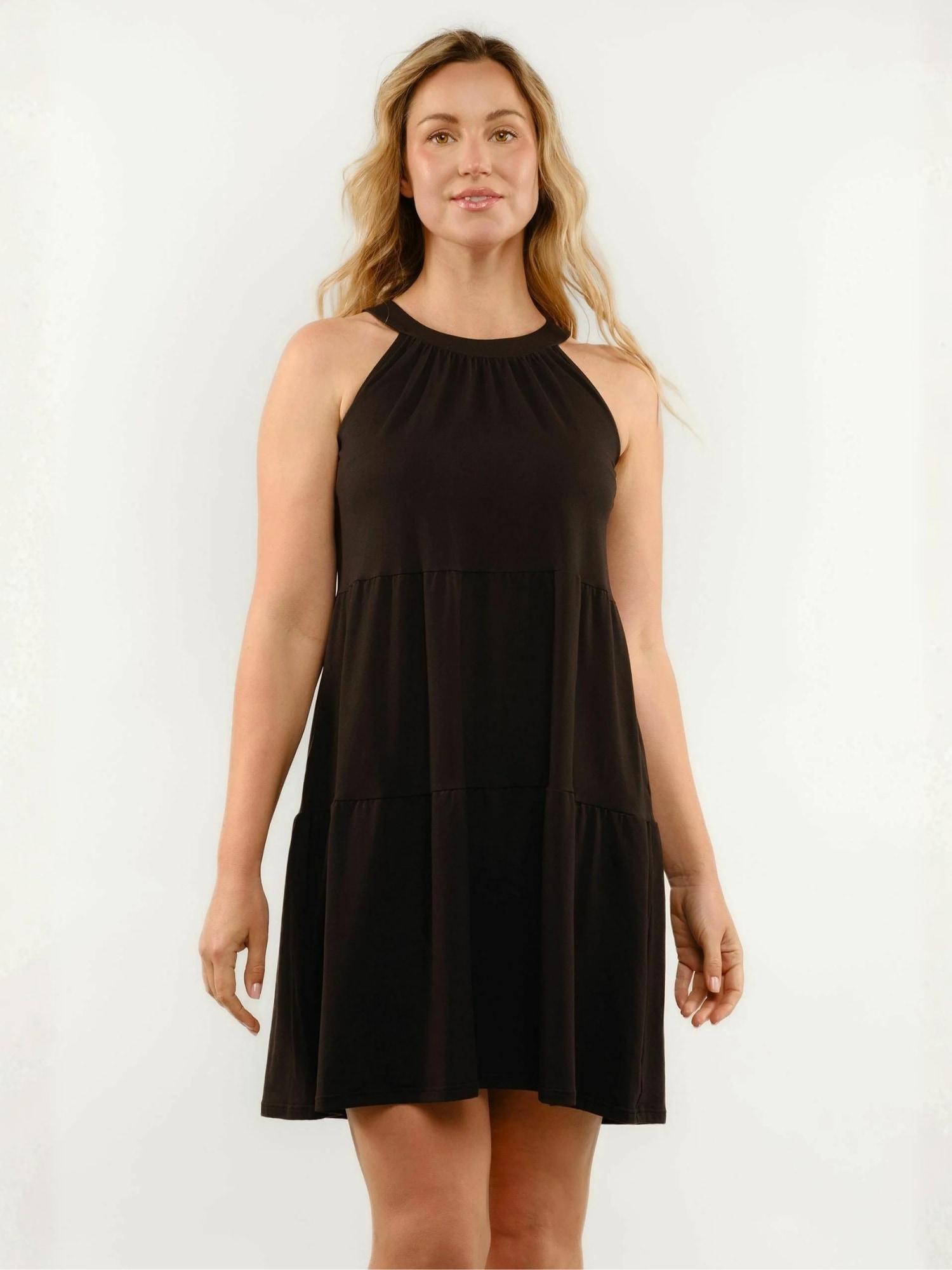 Jerseykleid LibertÉ Essentiel "Liberté Essentiel Dress Alma", Damen, Gr. M/L, Schwarz, Obermaterial: 90% Polyester, 10% Elasthan, Kleider Jerseykleid