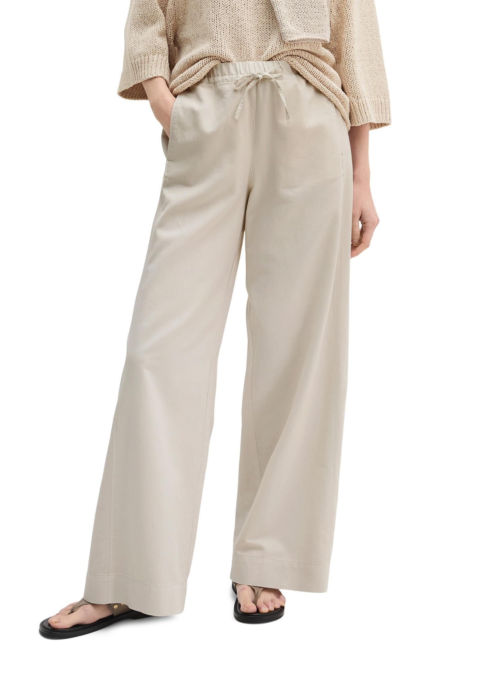 Schlupfhose Marc O'polo, Damen, Gr. 42, N-Gr, Gray Silk, Twill, Obermaterial: 54% Baumwolle, 23% Leinen, 23% Lyocell, Weit Lang, Hosen Schlupfhose, Aus Bio-Baumwolle-Tencel Lyocell-Leinen-Mix