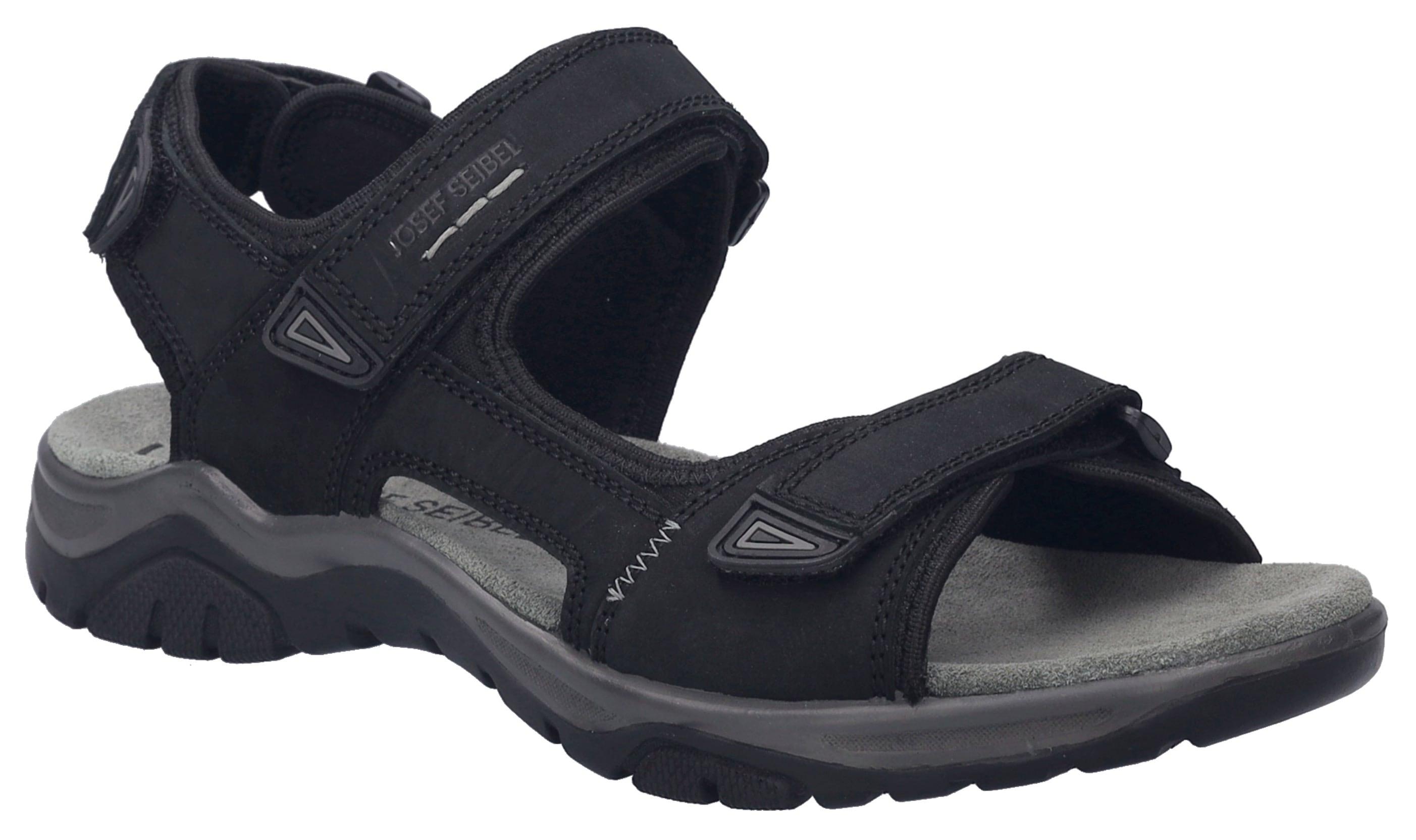 Trekkingsandale Josef Seibel "Arlo 02", Herren, Gr. 41, Schwarz, Leder, Basic, Schuhe, Klettsandale, Komfortschuh Mit Gepolstertem FußBett, G-Weite