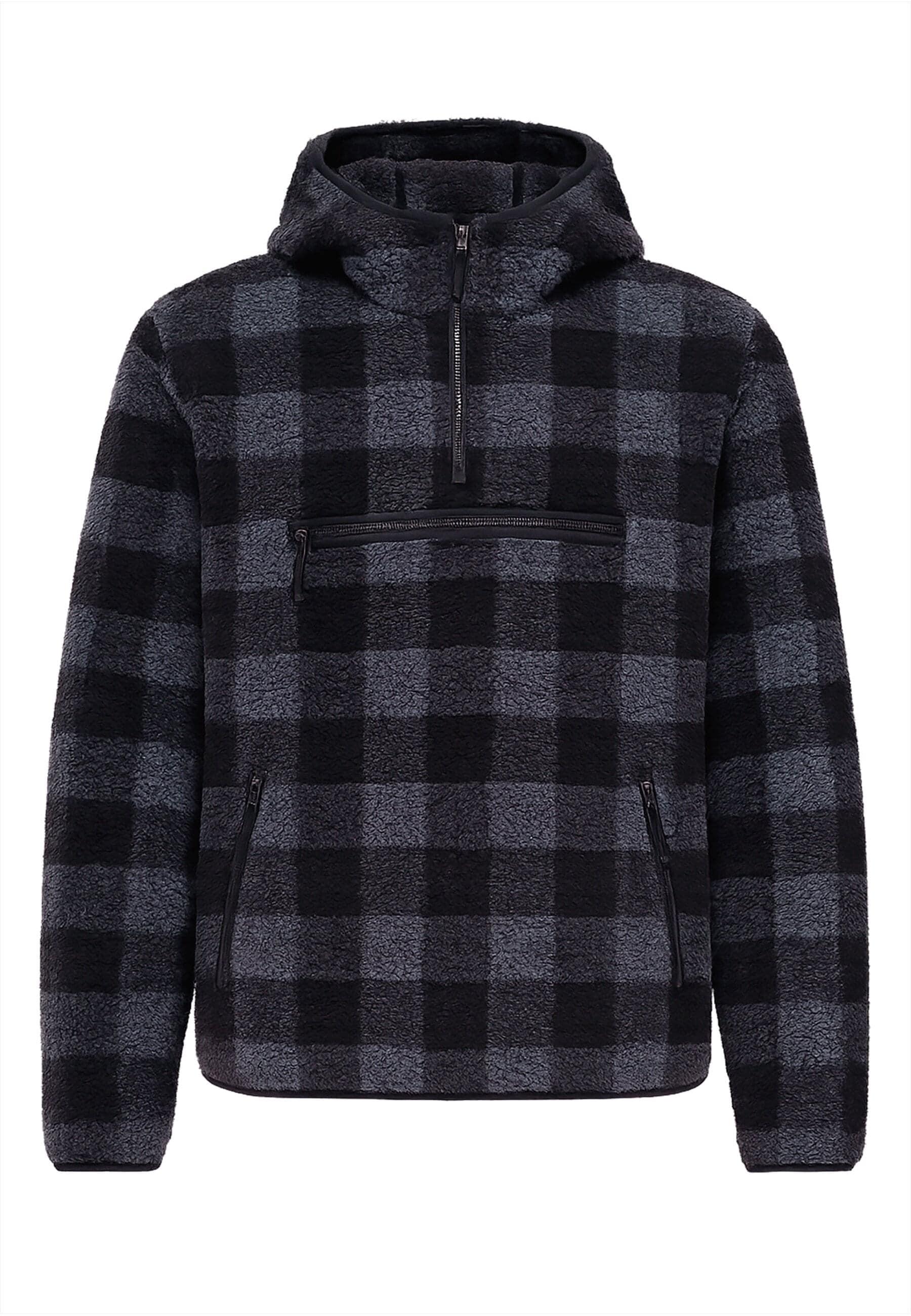 Anorak Brandit "Brandit Herren Teddyfleece Worker Pullover", Herren, Gr. Xl, Schwarz, Grau, 100% Polyester, Unifarben, Normal, Ohne Ausschnitt, Jacken