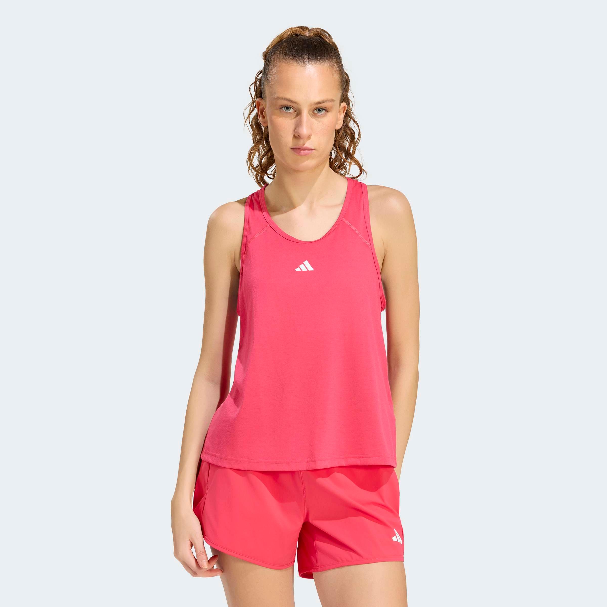 Tanktop adidas Performance "Train Essentials 3-STREIFEN Workout", Damen, Gr. M, Power Pink, Obermaterial: 88% Polyester, 12% Elasthan, Rundhals, Tops Tanktop