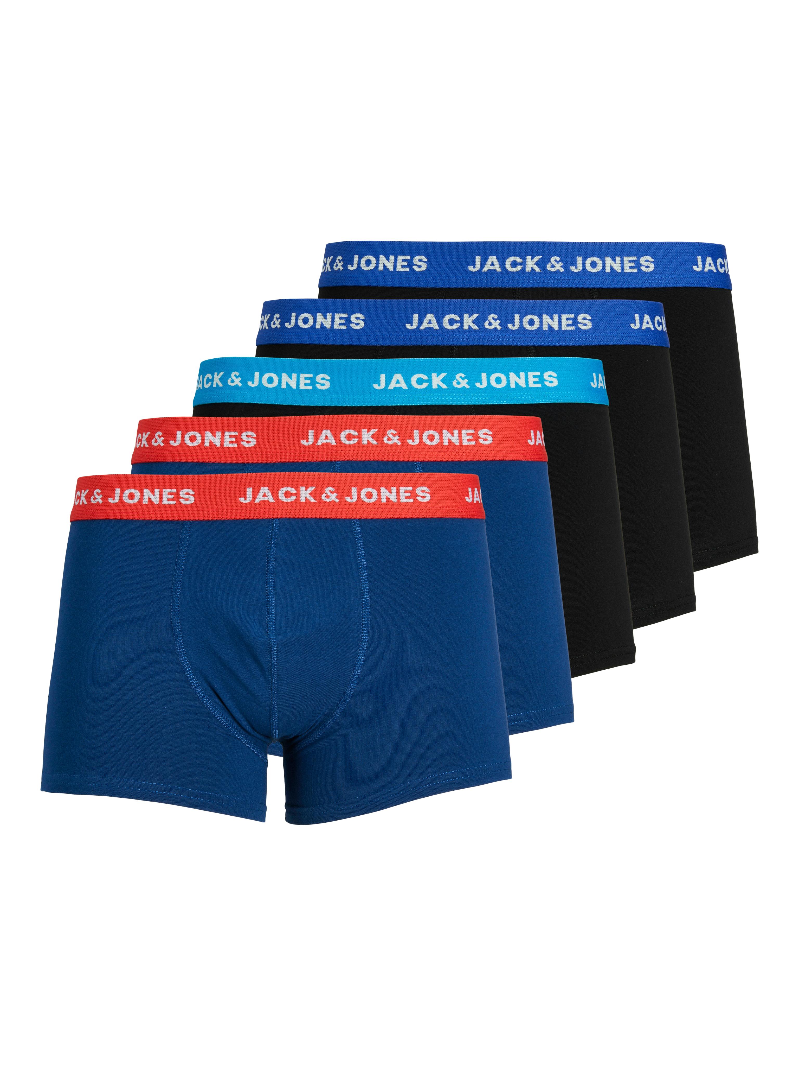 Trunk Jack & Jones "Jaclee Trunks 5 Pack Noos", Herren, Gr. Xl, 5 Stk., Blau (Surf The Web), Jersey, Obermaterial: 95% Baumwolle, 5% Elasthan, Unifarben, Eng, Unterhosen