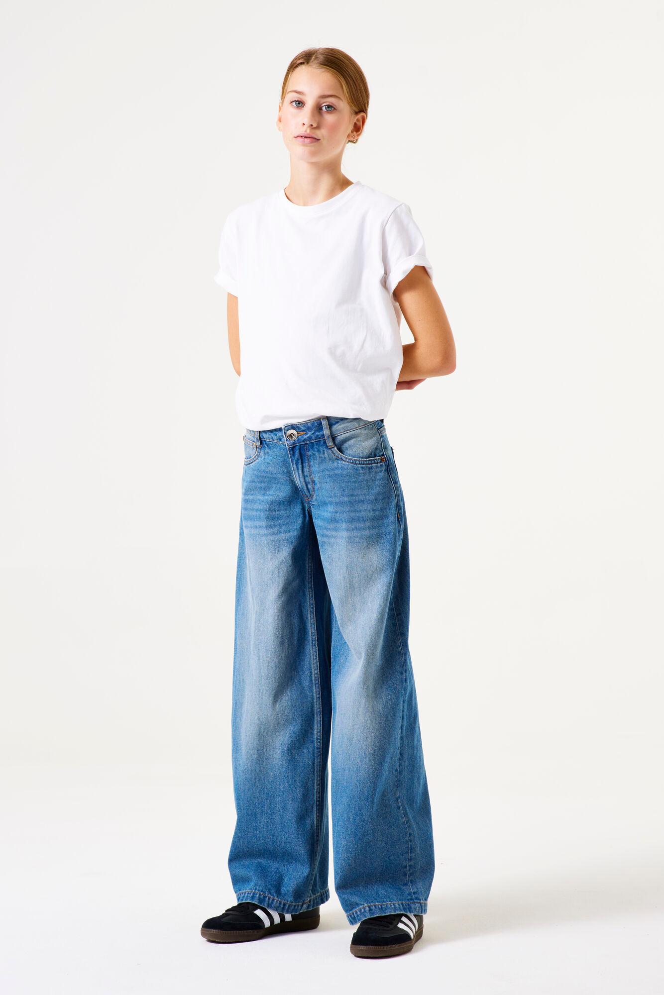 Weite Jeans Garcia, MäDchen, Gr. 140, N-Gr, Blau (Medium Used 5469), Denim/Jeans, Obermaterial: 100% Baumwolle, Unifarben, Weit KnöChellang, Jeans, Im Five-Pocket Style For Girls