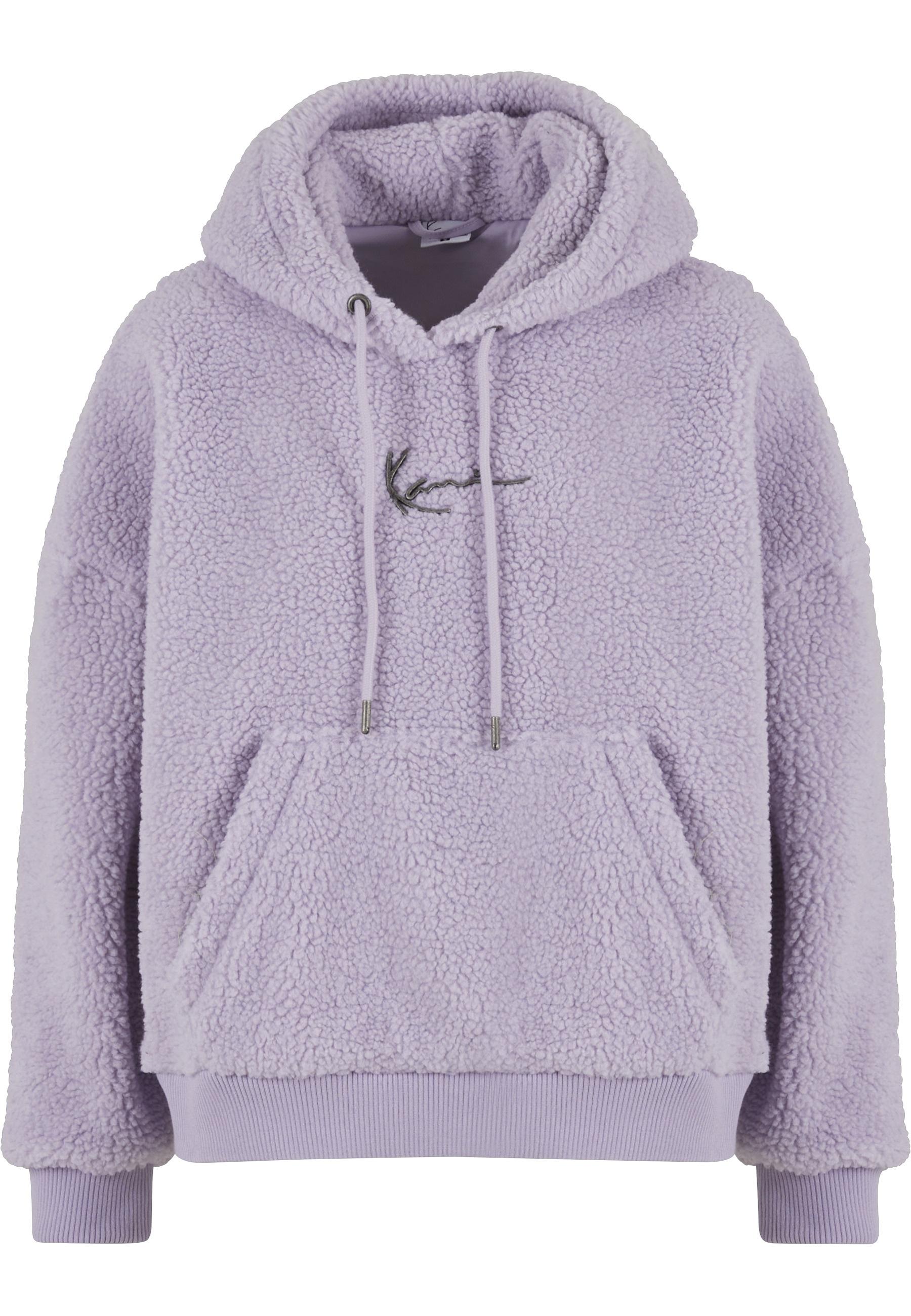 Kapuzenpullover Karl Kani "Karl Kani Kk Metal Signature Teddy Os Hoodie", Damen, Gr. L, Lila, 100% Polyester, Normal, Ohne Ausschnitt, Pullover Kapuzenpullover