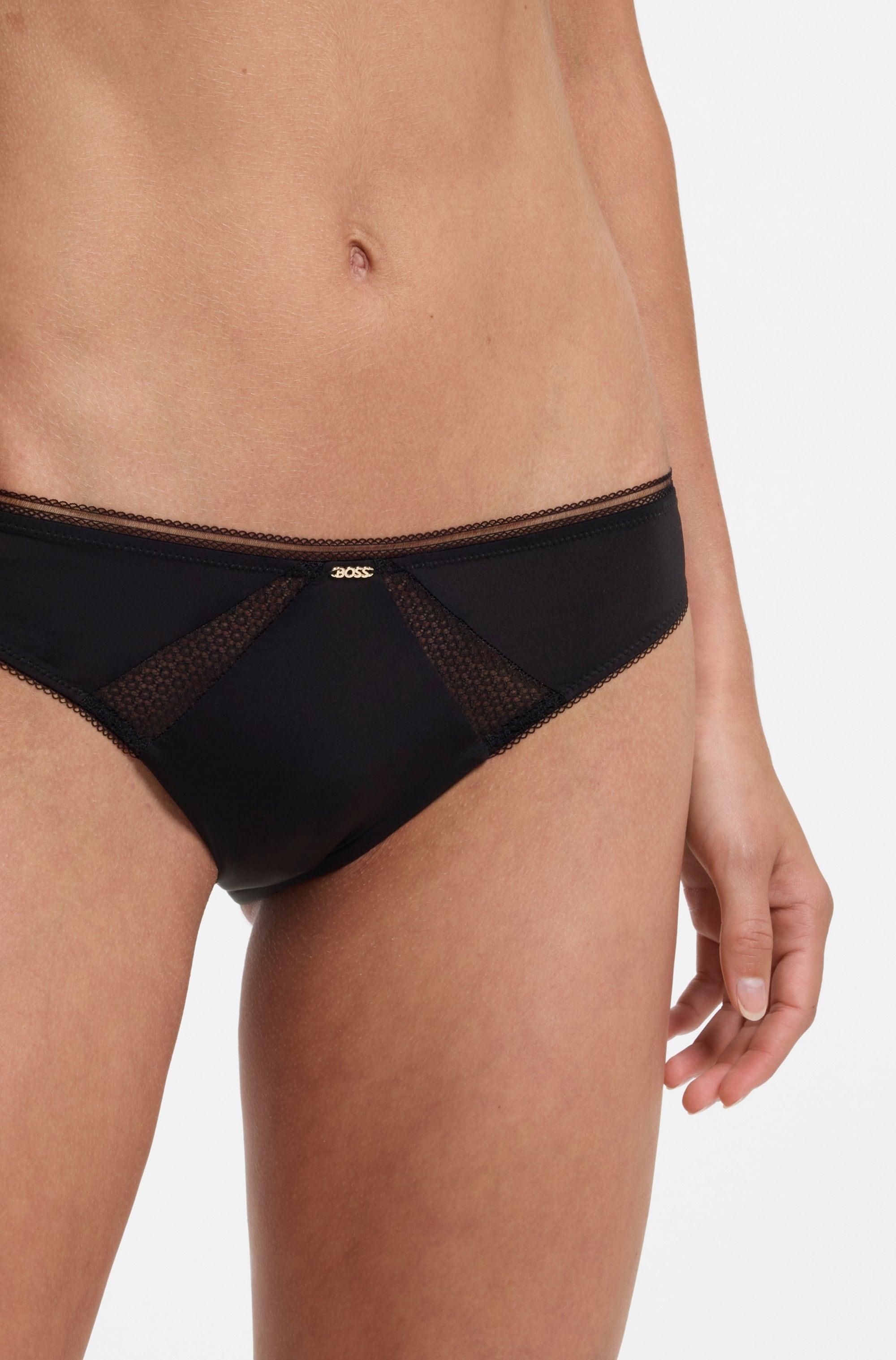 Slip Boss "Brief B.Pure", Damen, Gr. Xl, Schwarz (Schwarz 001), Obermaterial: 75% Polyamid, 25% Elasthan, Unterhosen Slip, Mit Spitzeneinsatz