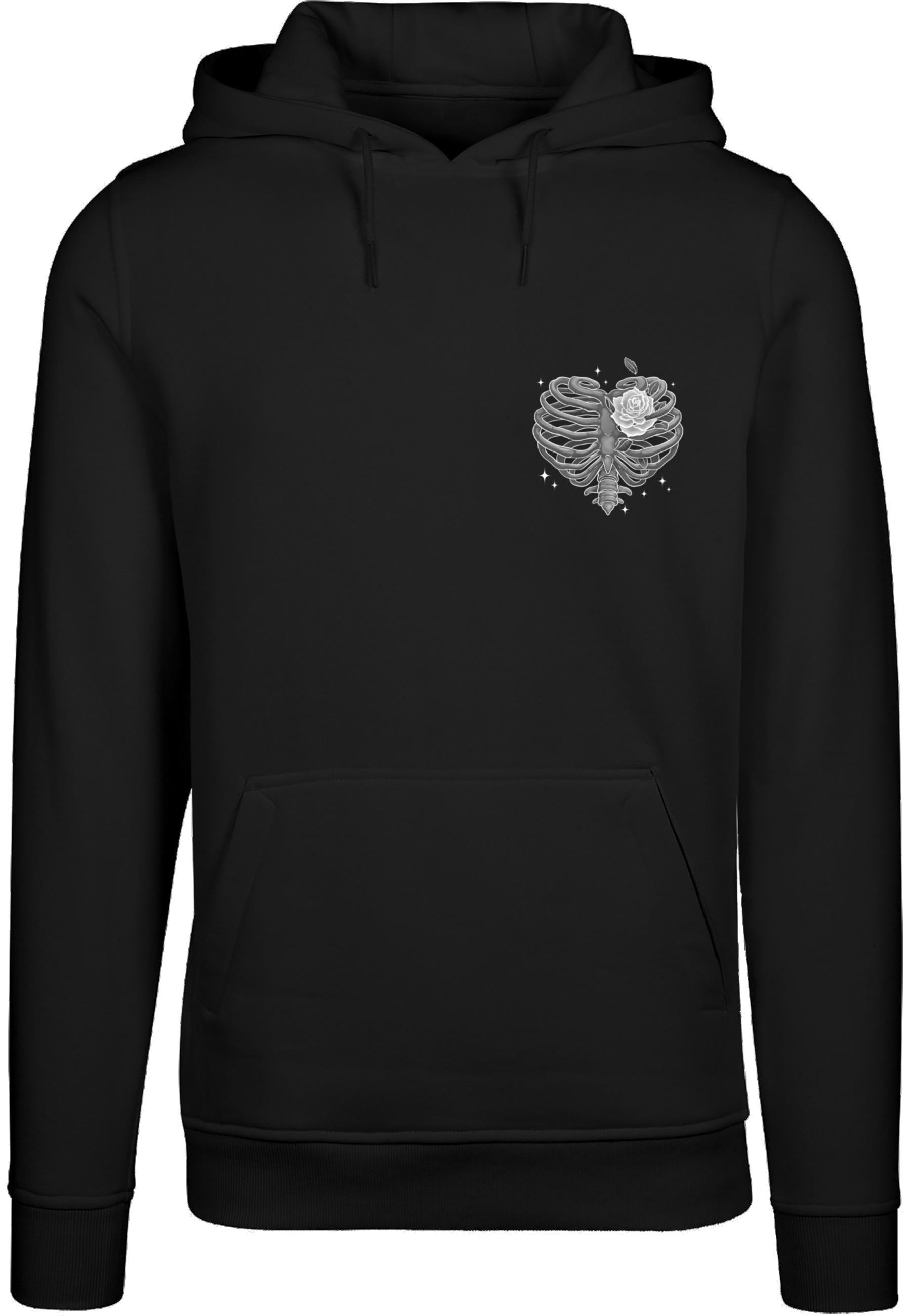 Kapuzensweatshirt Mistertee "Mistertee Herren Heart Cage Hoody", Herren, Gr. S, Schwarz, 65% Baumwolle, 35% Polyester, Bedruckt, Sweatshirts