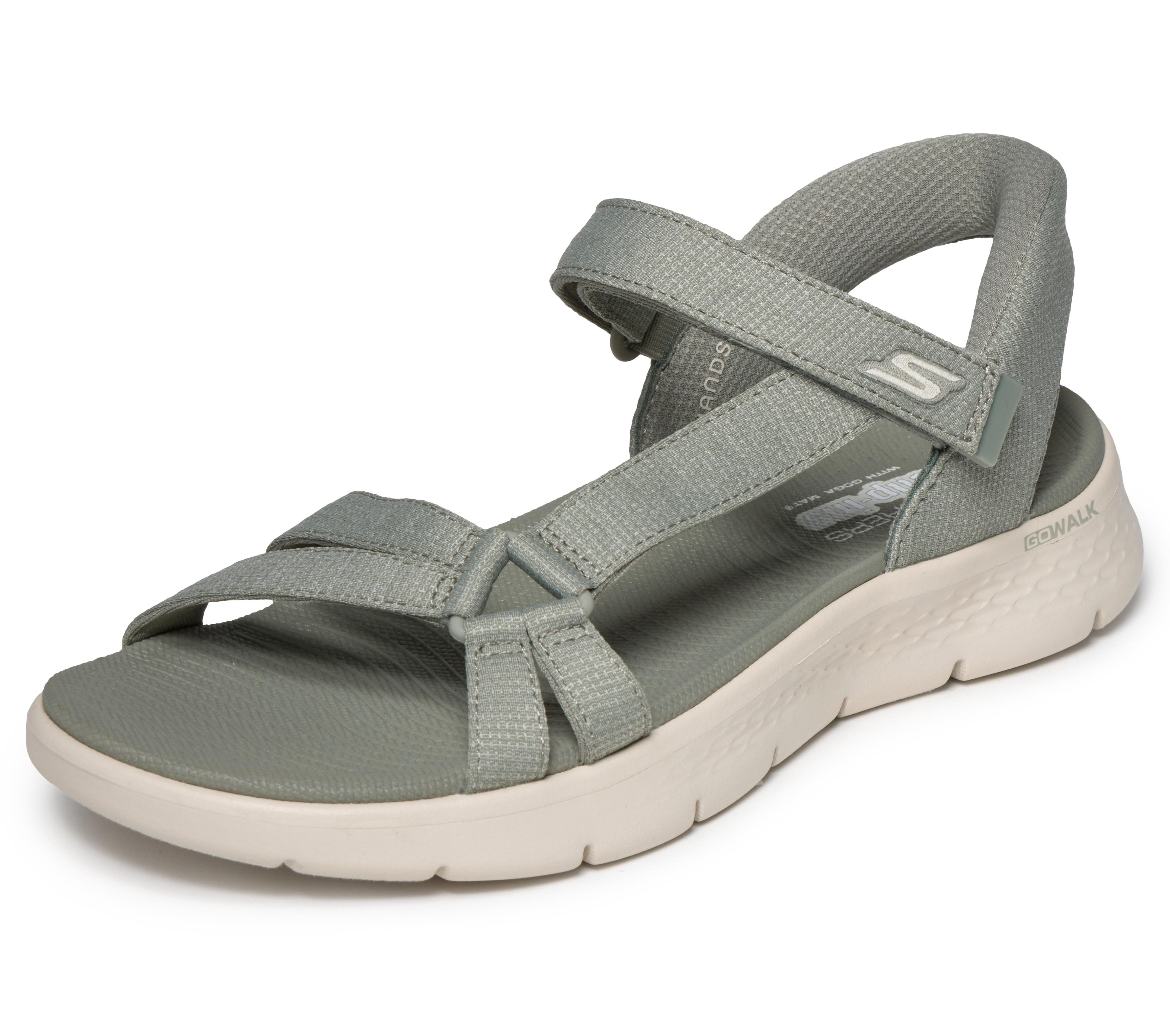 Sandale Skechers "Go Walk Flex SANDAL-ILLUMINATE", Damen, Gr. 39, Sage, Oliv, Textil, Strukturmuster, Schuhe Sandale, Sandalette, Trekking Sandale Mit Gogo Mat FußBett, Topseller