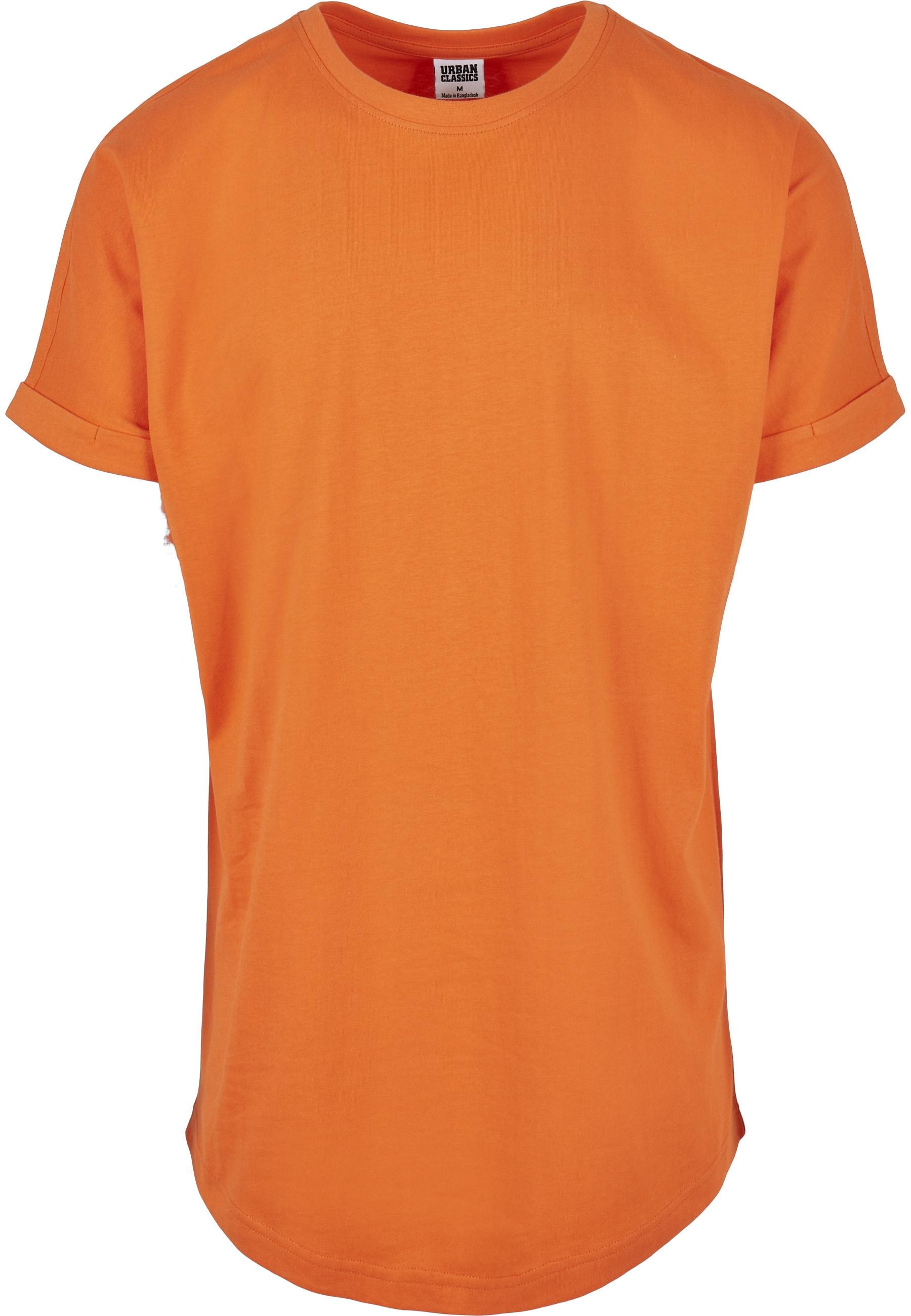 T-Shirt Urban Classics "Urban Classics Herren Long Shaped Turnup Tee", Herren, Gr. L, Mandarin, 100% Baumwolle, Unifarben, Loose Fit, Rundhals, Shirts T-Shirt