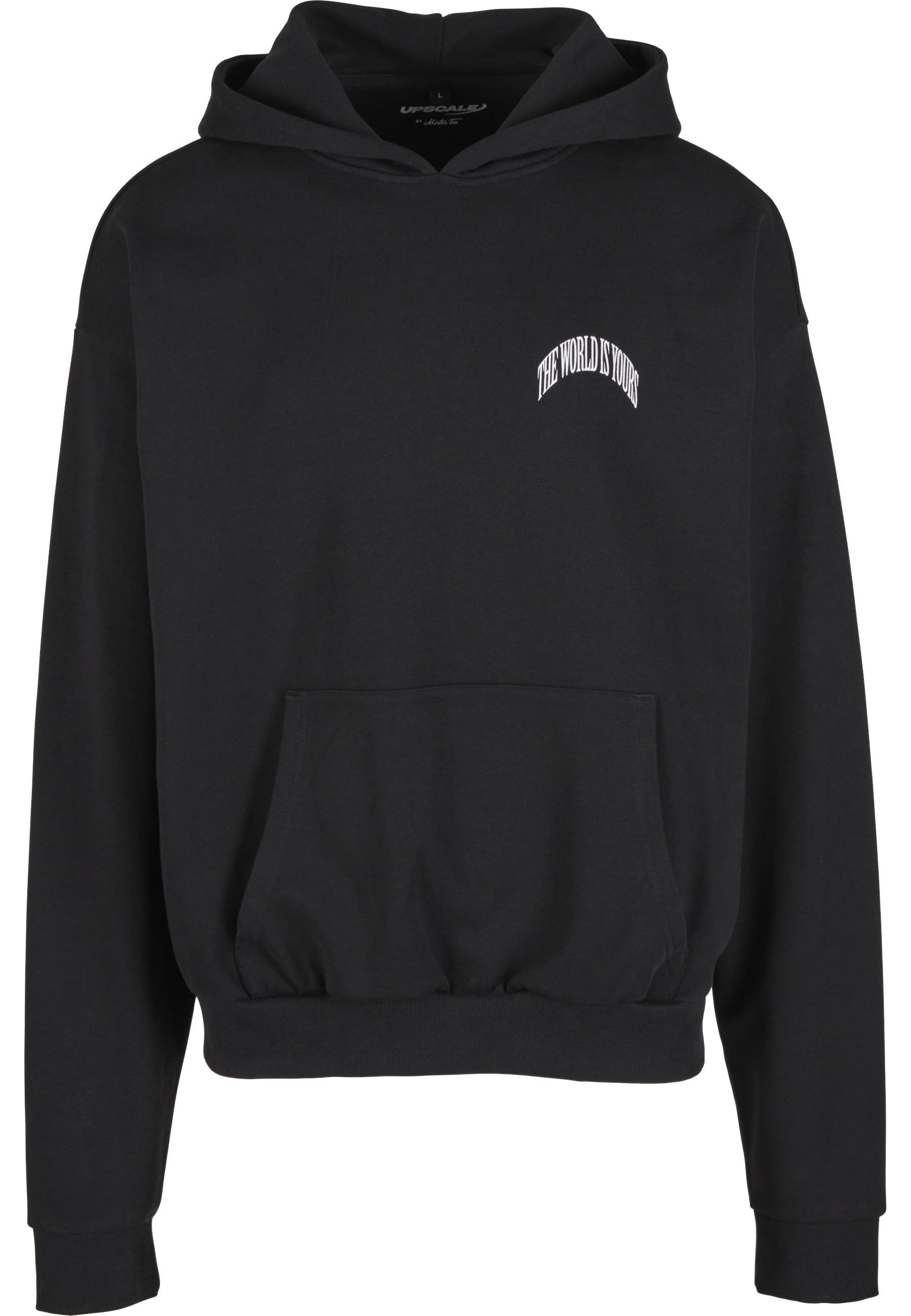 Kapuzensweatshirt "Upscale By Mister Tee Your World Oversize Hoody", Herren, Gr. Xxl, Schwarz, 100% Baumwolle, Upscale By Mister Tee, Bedruckt, Sweatshirts