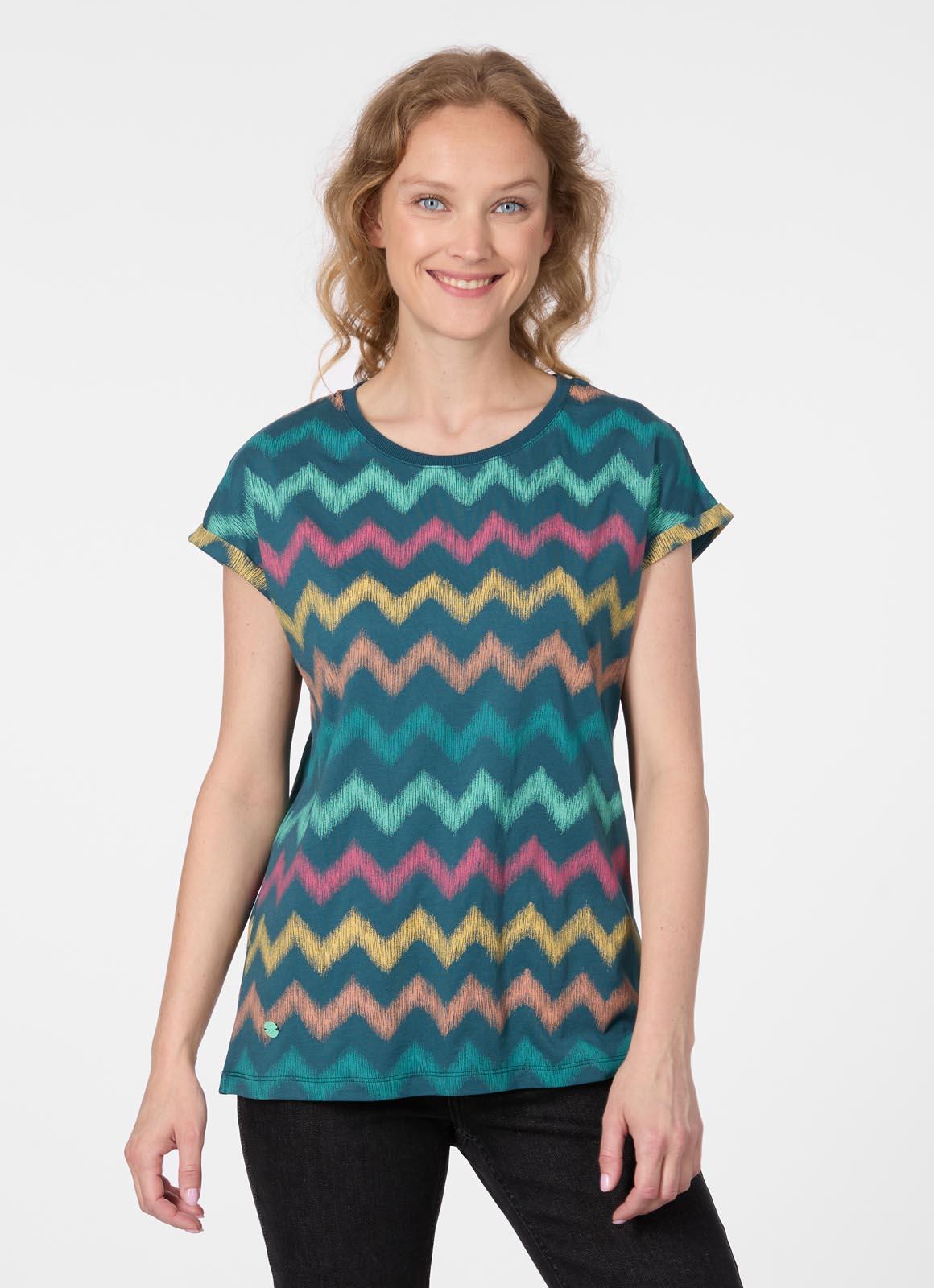 Kurzarmshirt Ragwear "Diona Print", Damen, Gr. Xxl, Schwarz Multi Combo, Jersey, Obermaterial: 50% Baumwolle, 50% Modal, Normal, Rundhals, Shirts, Bestseller Aus Baumwoll-Modal-Mix Mit Allover Print