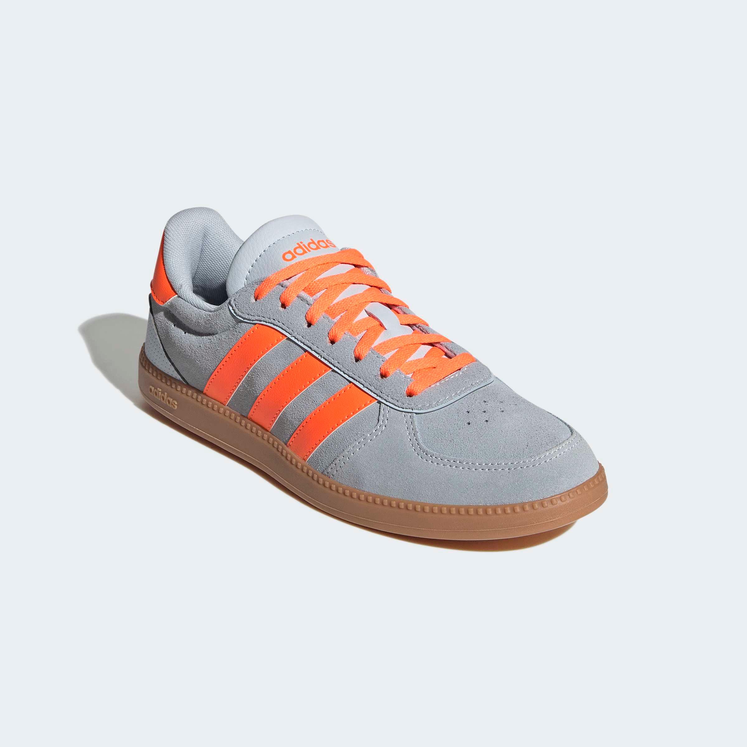 Sneaker adidas Sportswear "Breaknet Sleek", Damen, Gr. 40, Halo Blau, Lucid Orange, Gum10, Leder, Synthetik, Schuhe Sneaker, Inspiriert Vom Design Des adidas Handball Spezial, Topseller