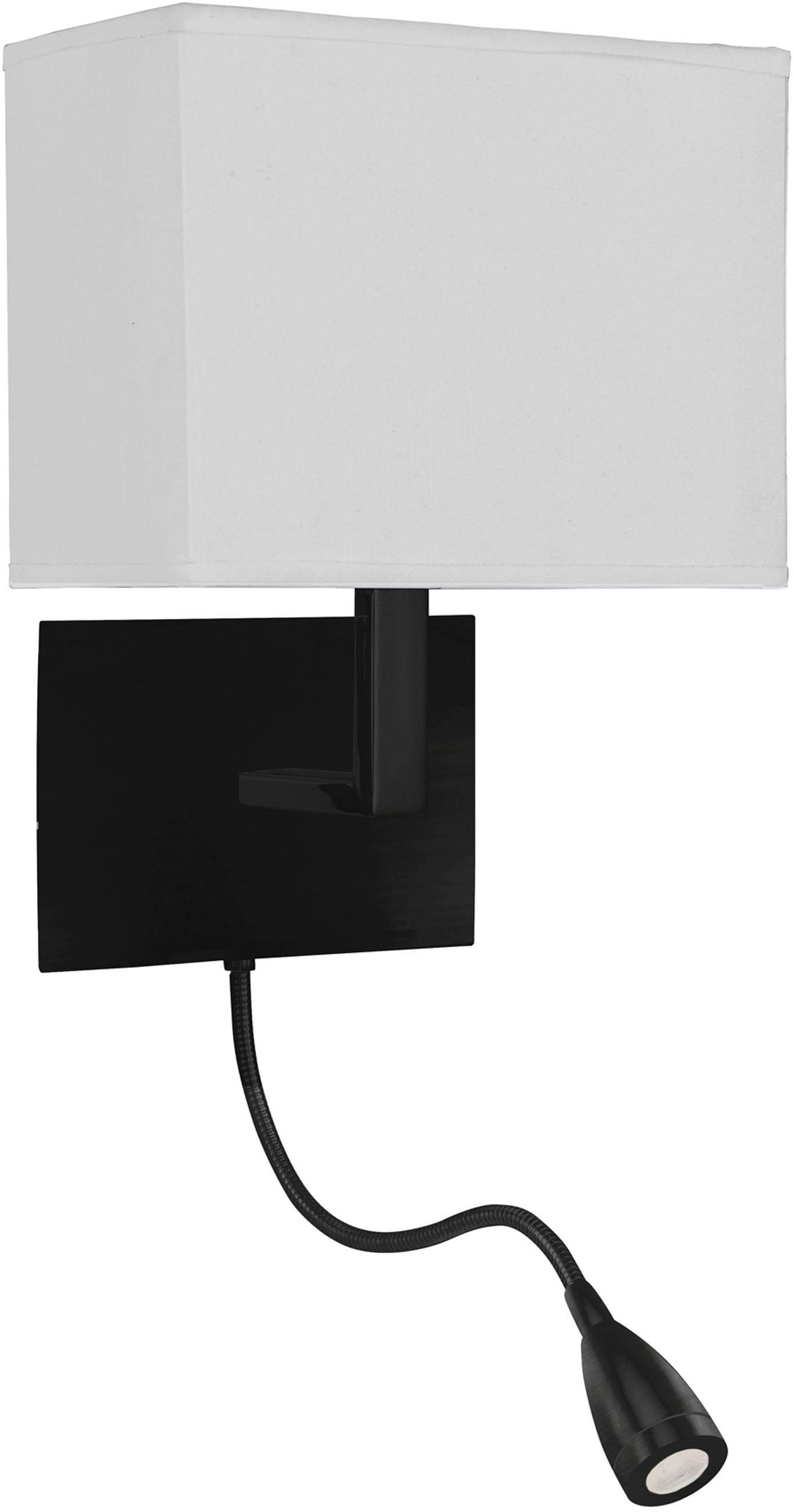 Searchlight Wandleuchte "Hotelwandlampe Mit Led-Leselampe - Metall Und Stoffschirm", Schwarz, H: 26Cm, 1 Stk., Leuchten, Wandleuchte