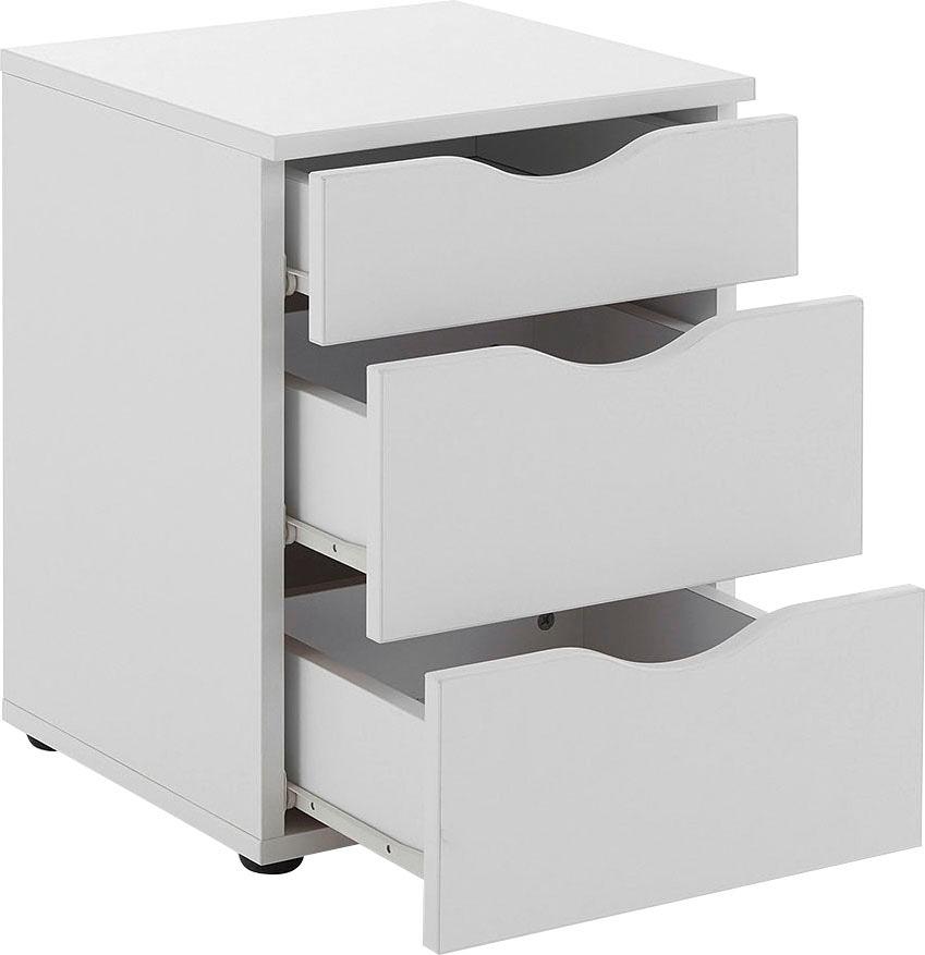 Nachtschrank Relita "Maxi", Weiß, B:40Cm H:54,6Cm T:38Cm, SchräNke, Nachtschrank, Mit 3 Schubladen Ist Universell Einsetzbar