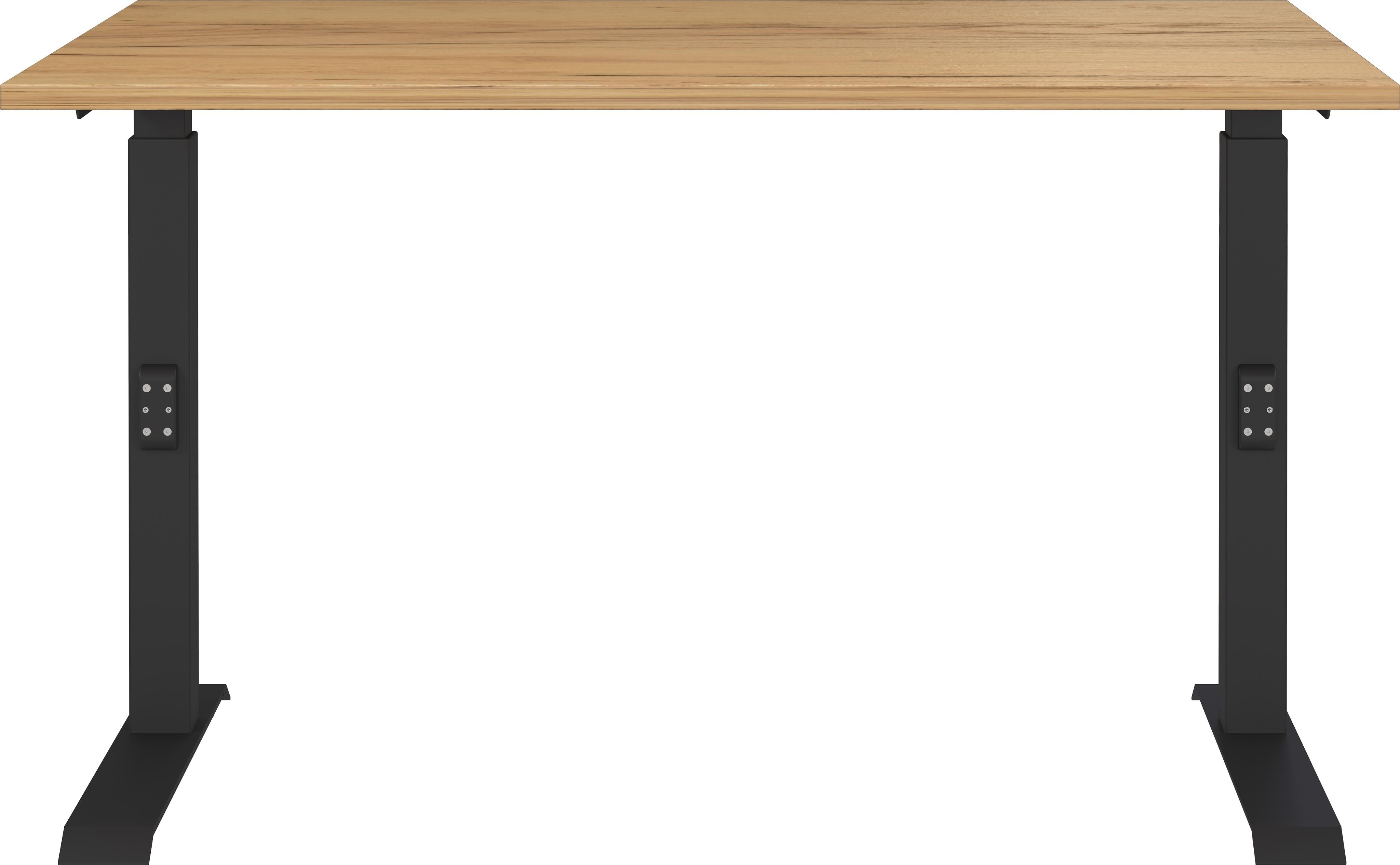 Schreibtisch Germania "Downey", Braun (Navarra, Eiche, Nachbildung, Schwarz, Schwarz, Navarra, Eiche, Nachbildung), B:120Cm H:91Cm T:80Cm, Tische, Schreibtisch, HöHenverstellbar Von 68-91 Cm, VerfüGbar In Verschiedenen Breiten