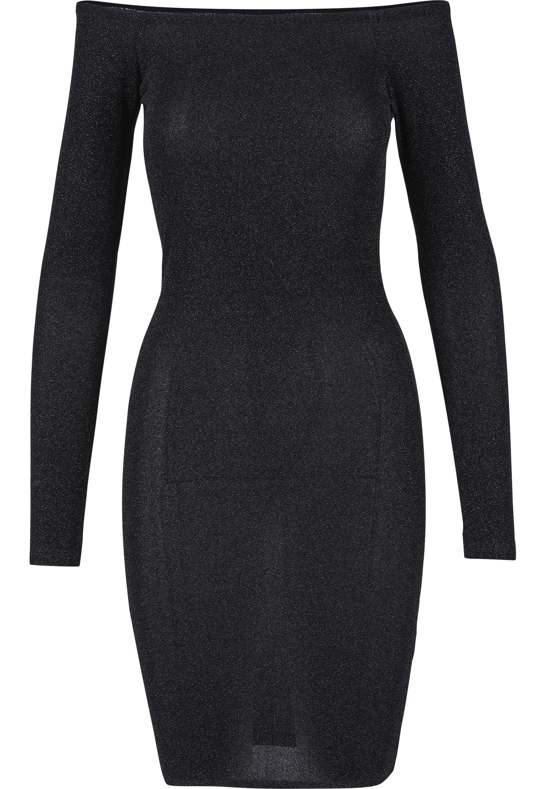 Shirtkleid Urban Classics "Urban Classics Damen", Damen, Gr. M, Us-GrößEn, Schwarz, 96% Polyester, 4% Elasthan, Unifarben, Skinny Fit, Carmenausschnitt, Kleider Shirtkleid