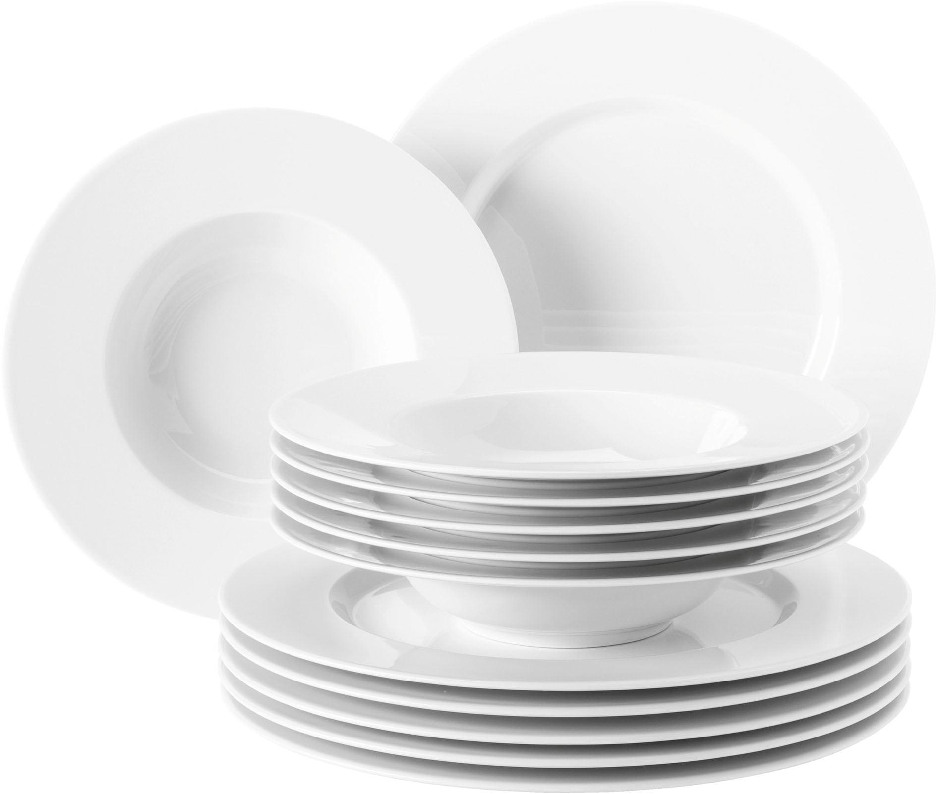 Tafelservice Seltmann Weiden "Geschirr-Set No Limits", Weiß, 12 Stk., Porzellan, Geschirr-Sets, Tafelservice, Teller Set, Suppenteller, Made In Germany, 12 Teile, FüR 6 Personen