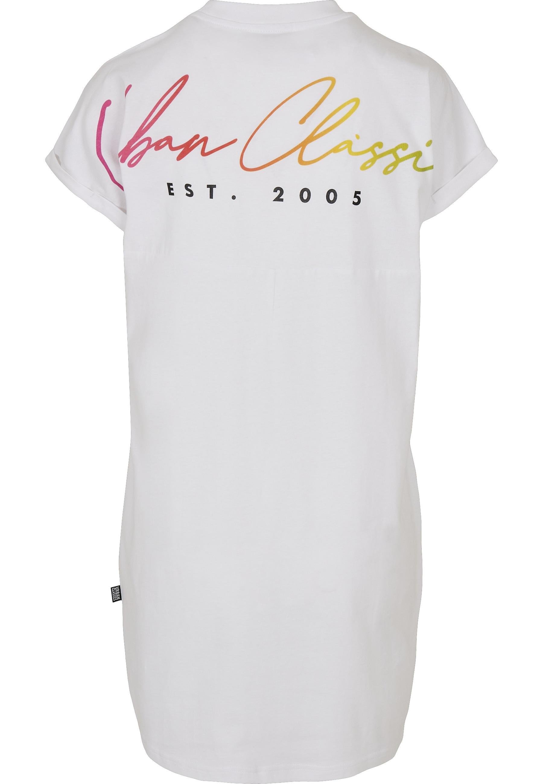 A-Linien-Kleid Urban Classics "Urban Classics Damen Ladies Rainbow Tee Dress", Damen, Gr. S, Us-GrößEn, Weiß, 100% Baumwolle, Loose Fit, Rundhals, Kleider