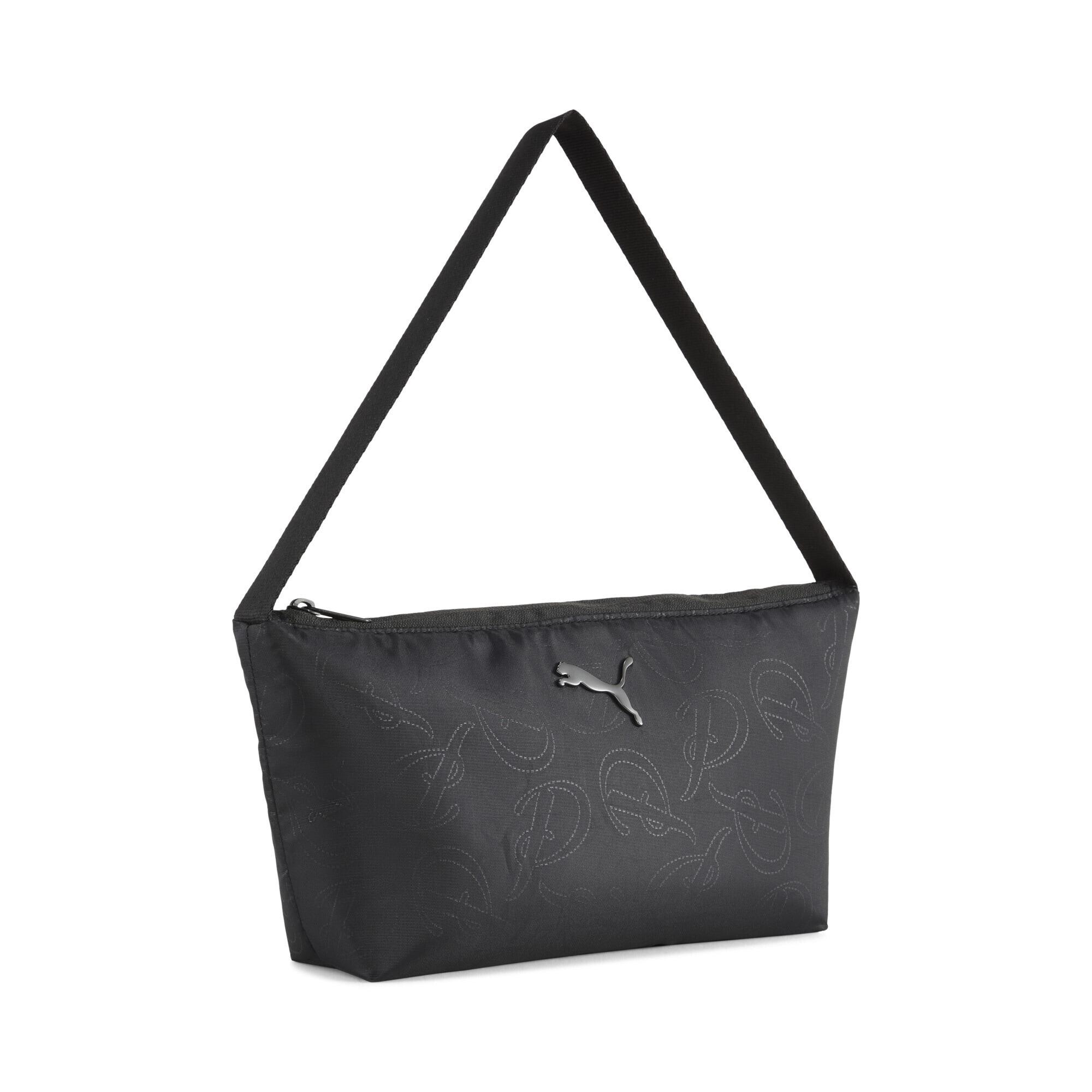 Handtasche Puma "Long 1,5 L Flute-Bag Damen", Damen, Gr. B/H/T: 23Cm X 14Cm X 7Cm Onesize, Schwarz (Schwarz Script Aop), Polyester, Taschen Handtasche