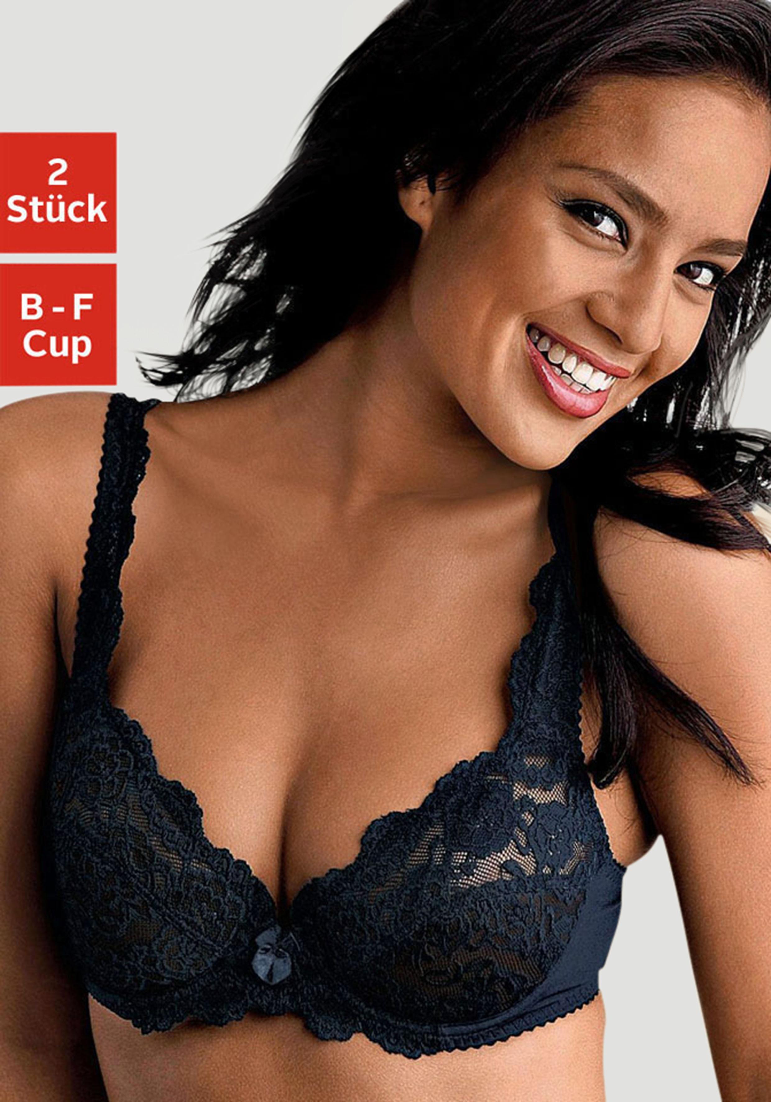 BüGel-Bh Petite Fleur, Damen, Gr. 80, Cup E, Schwarz (Schwarz, Weiß), Spitze, Obermaterial: 80% Polyamid, 20% Elasthan, Bhs BüGel-Bh, Aus Spitze, Dessous – Auch Ideal FüR GroßE GrößEn