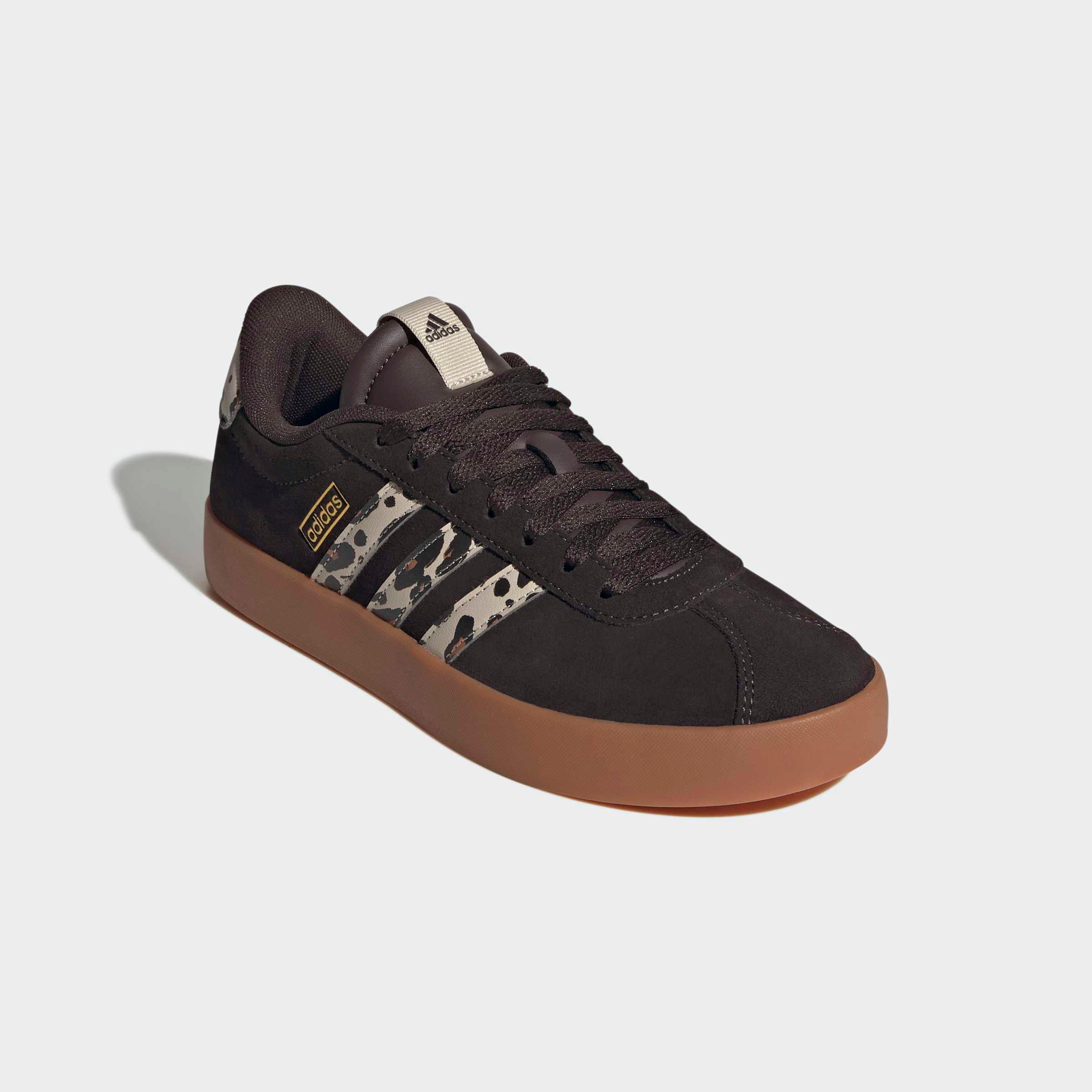 Sneaker Adidas Sportswear "Vl Court 3.0", Damen, Gr. 38,5, Braun (Aurora Coffee, Crystal Linen, Amber Gum), Synthetik, Textil, Schuhe Sneaker, Mit Leo Muster