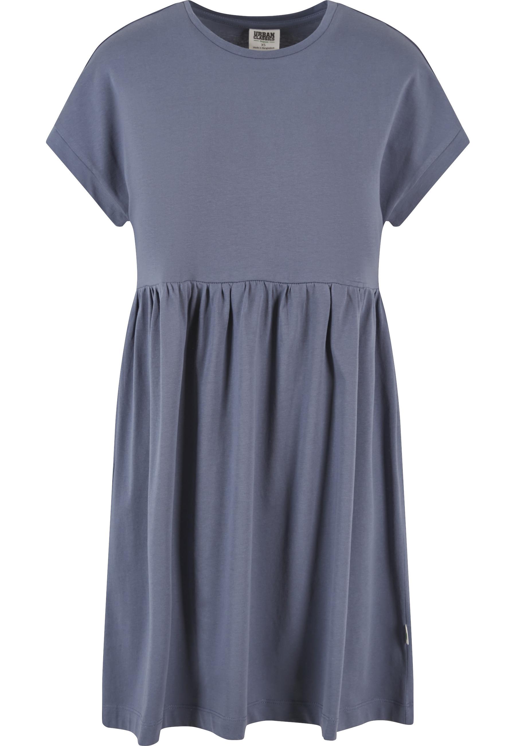 A-Linien-Kleid Urban Classics "Urban Classics Damen Ladies Organic Empire Valance Tee Dress", Damen, Gr. S, Us-GrößEn, Blau (Vintageblau), 100% Baumwolle, Unifarben, Loose Fit, Rundhals, Kleider