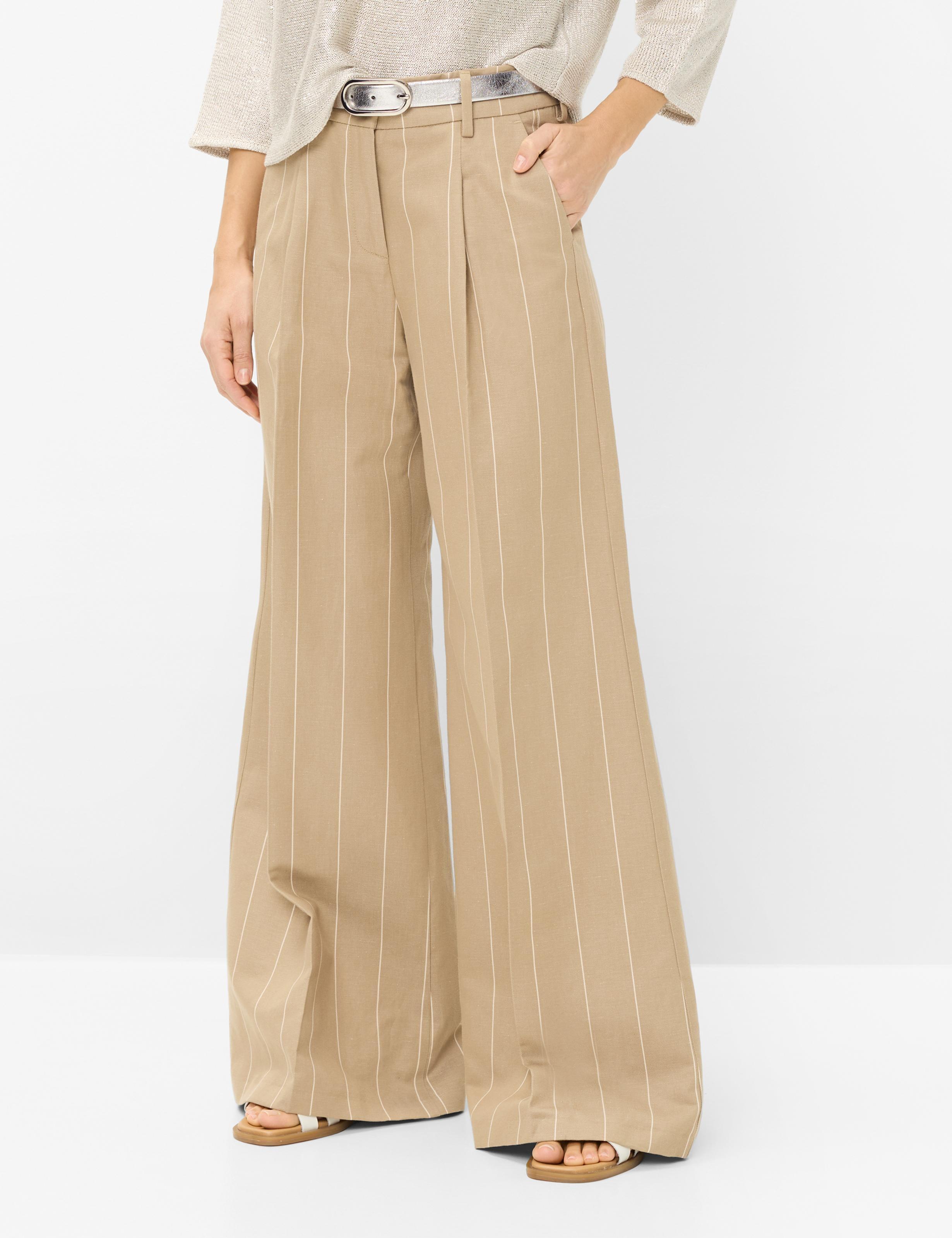 Culotte Brax "Style Marlene", Damen, Gr. 46K (23), KurzgrößEn, Hellbraun, Web, 55% Baumwolle, 45% Leinen, Hosen Culotte