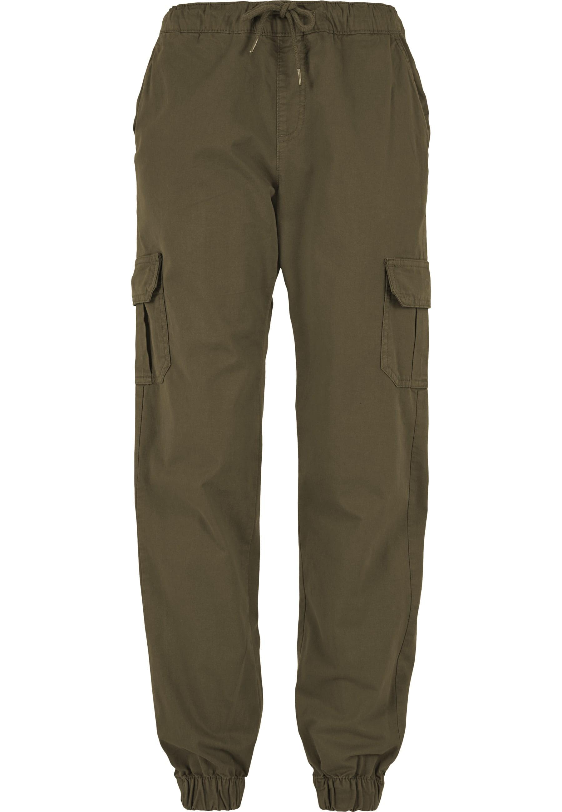 Cargohose Urban Classics "Urban Classics Damen Ladies High Waist Cargo Jogging Pants", Damen, Gr. S, Us-GrößEn, GrüN (Summerolive), 98% Baumwolle, 2% Elasthan, Unifarben, Normal, Hosen Cargohose